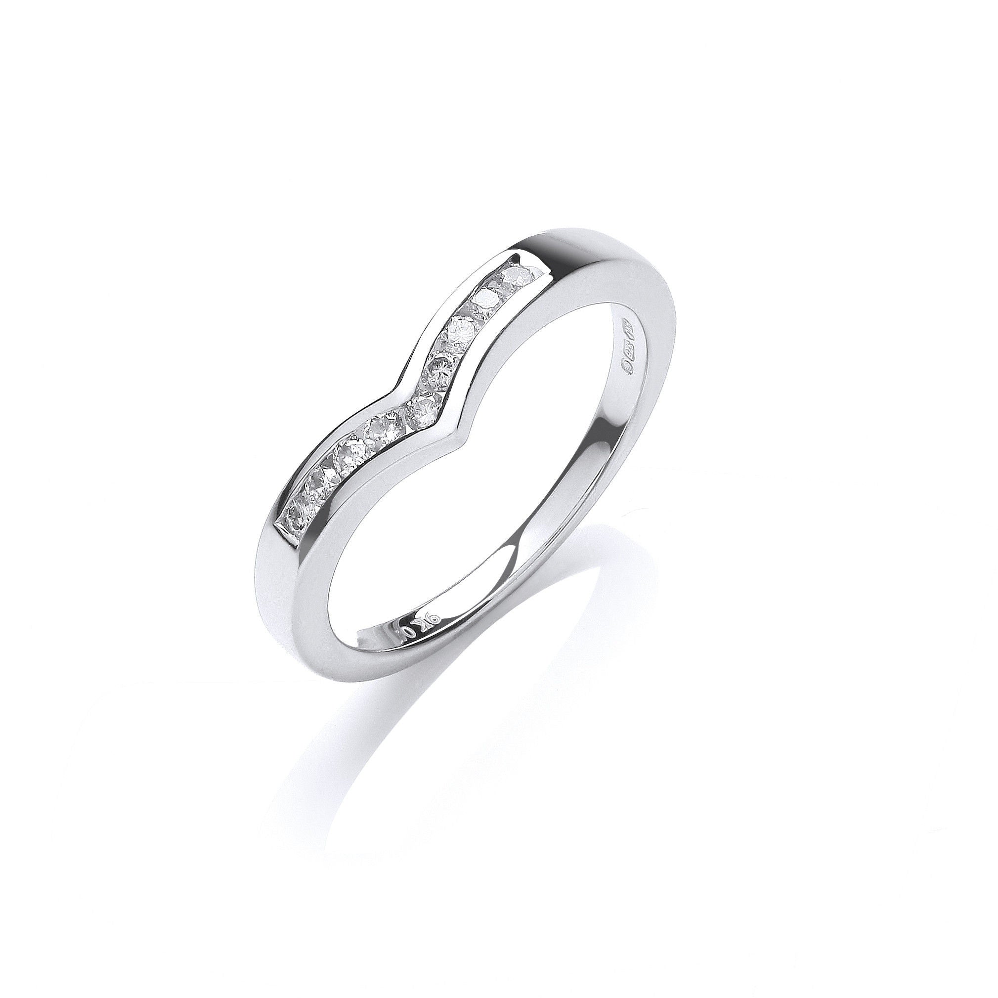 9ct 9ct White Gold 0.15ct Diamond Wishbone Ring