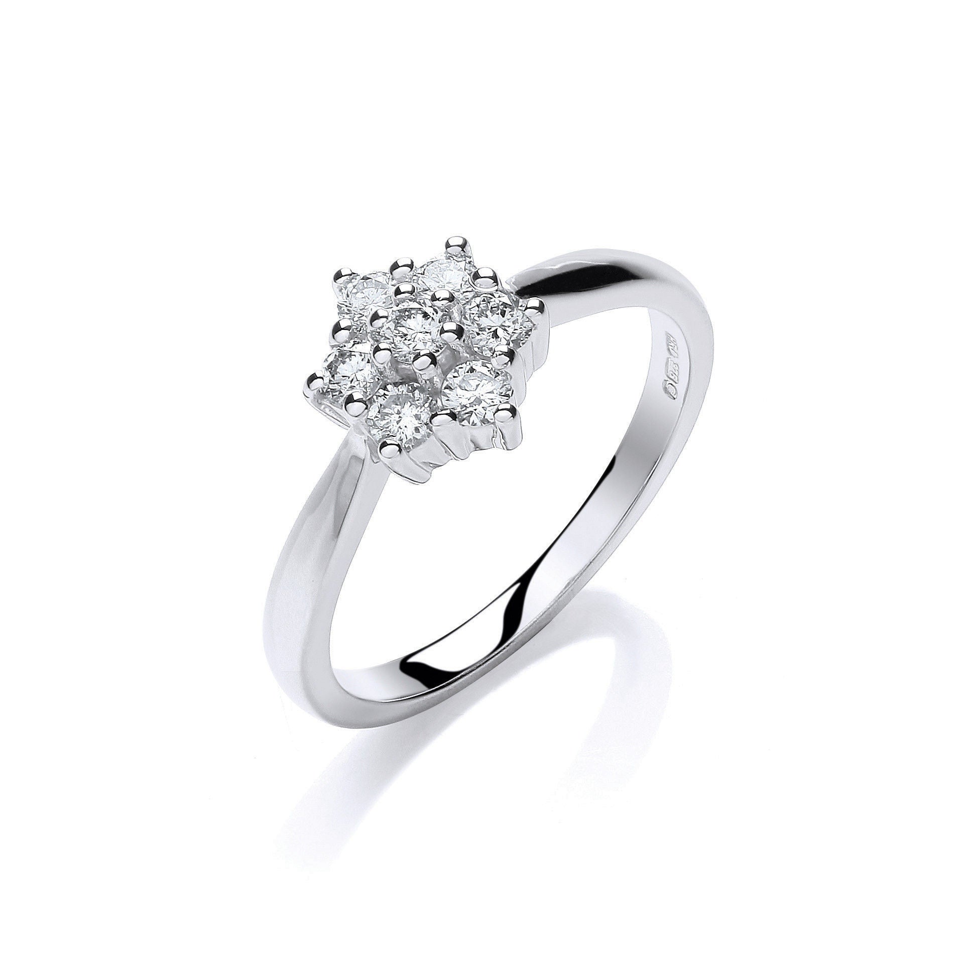 9ct 9ct White Gold 0.33ct Diamond 7Saint Cluster Ring