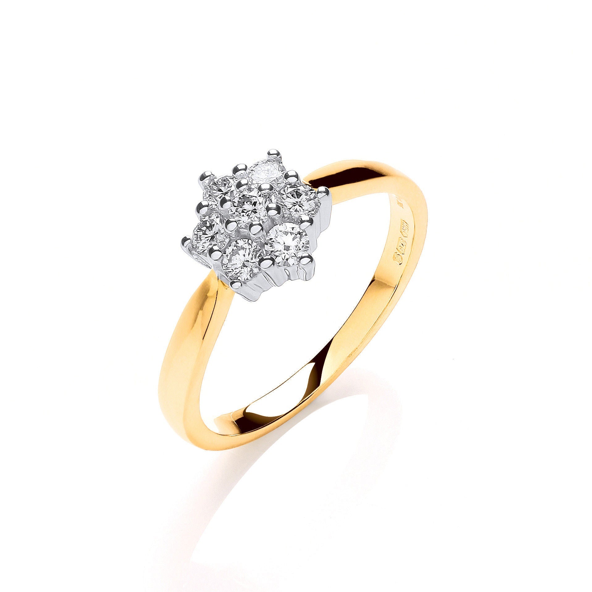 9ct 9ct Yellow Gold 0.33ctw Diamond 7Saint Cluster Ring