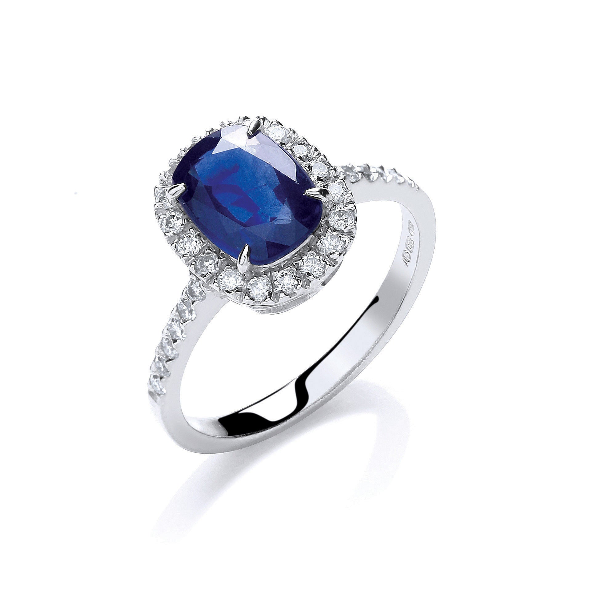 G 0.25ct Diamond, Cushion 1.75ct Sapphire Ring