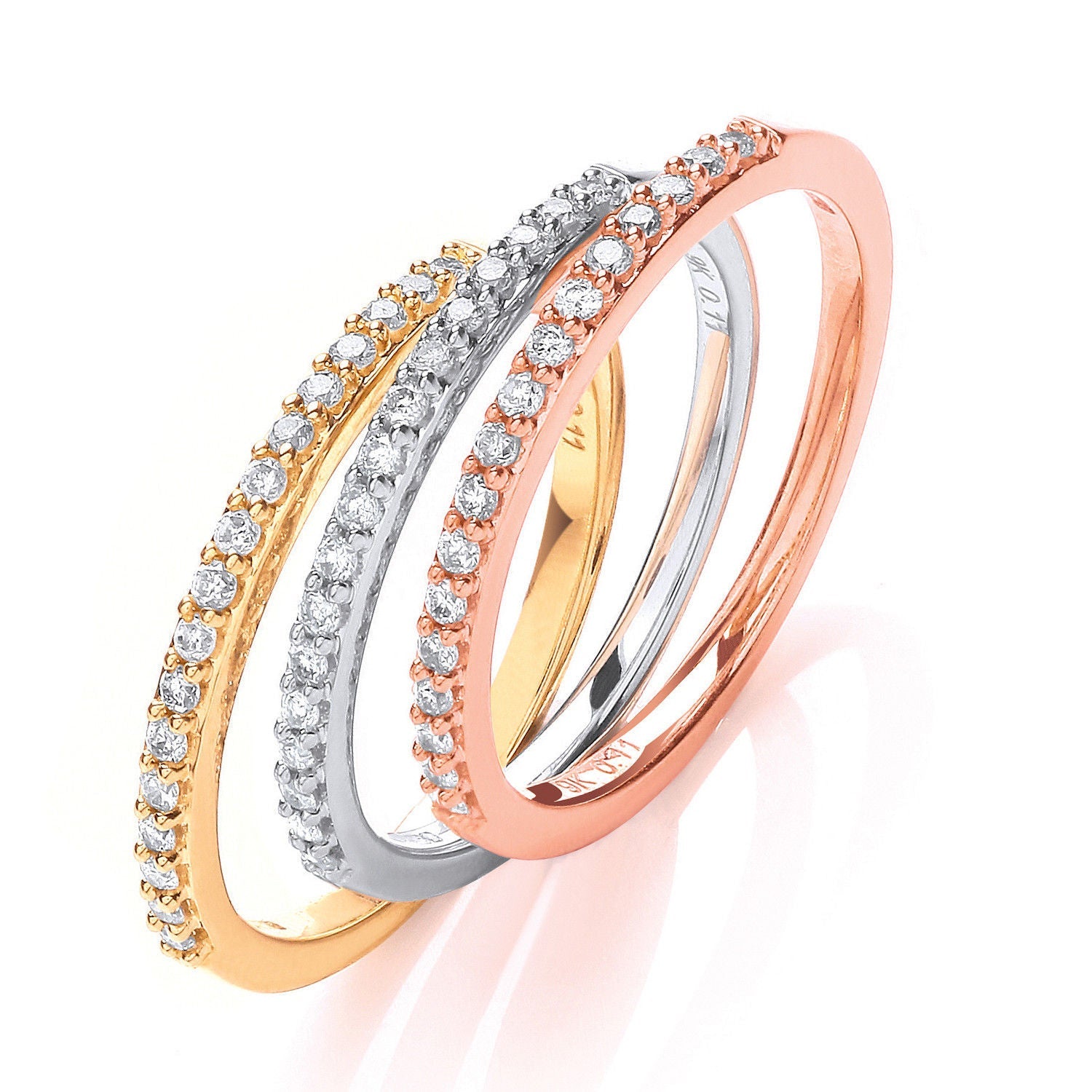 9ct W,Y & 9ct Rose Gold 0.33ct Diamond Half Eternity Ring Set