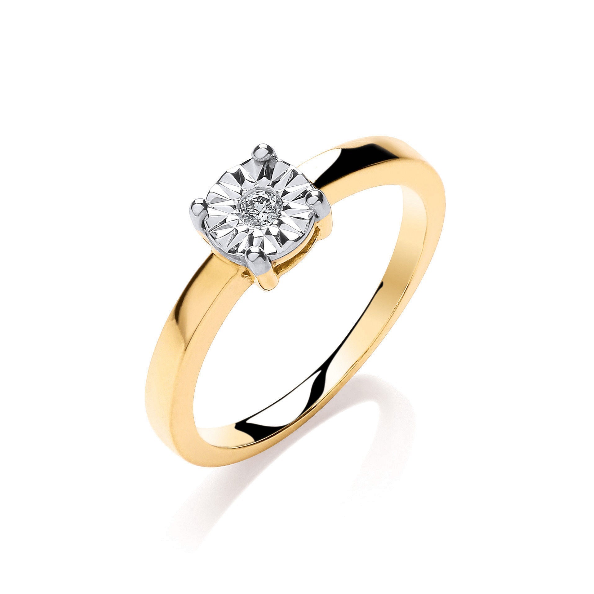 9ct 9ct Yellow Gold 0.05ct Diamond Solitaire Ring