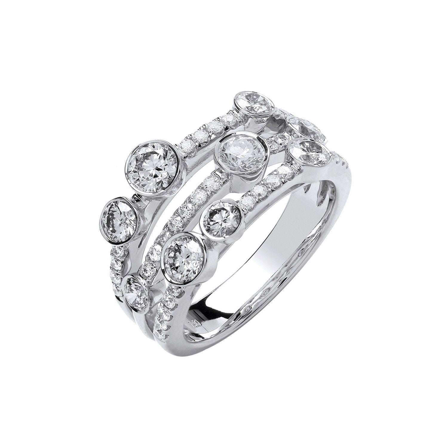 18ct White Gold 1.70ct GH-SI Diamond Dress Ring