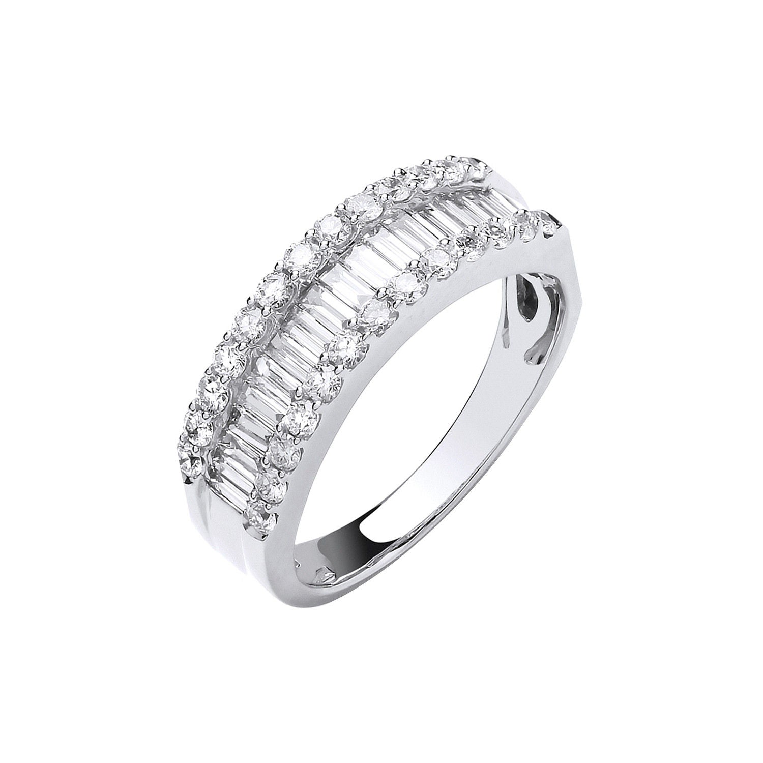18ct White Gold 1.00ct Baguette & Brilliant Cut Diamond ET Ring