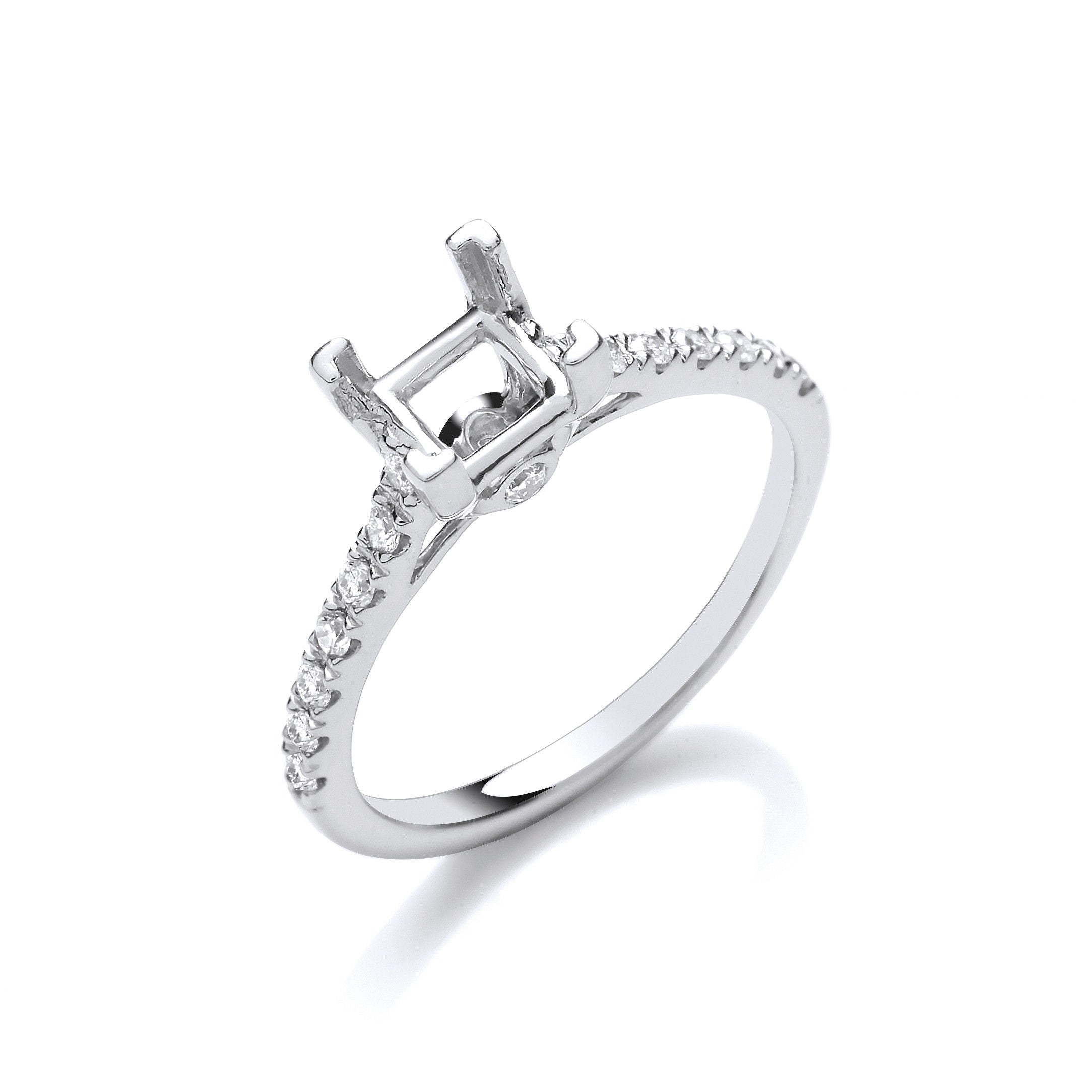 18ct White Gold 0.22ct & (1.00ct Centre) Semi-Set P/C Engagement Ring