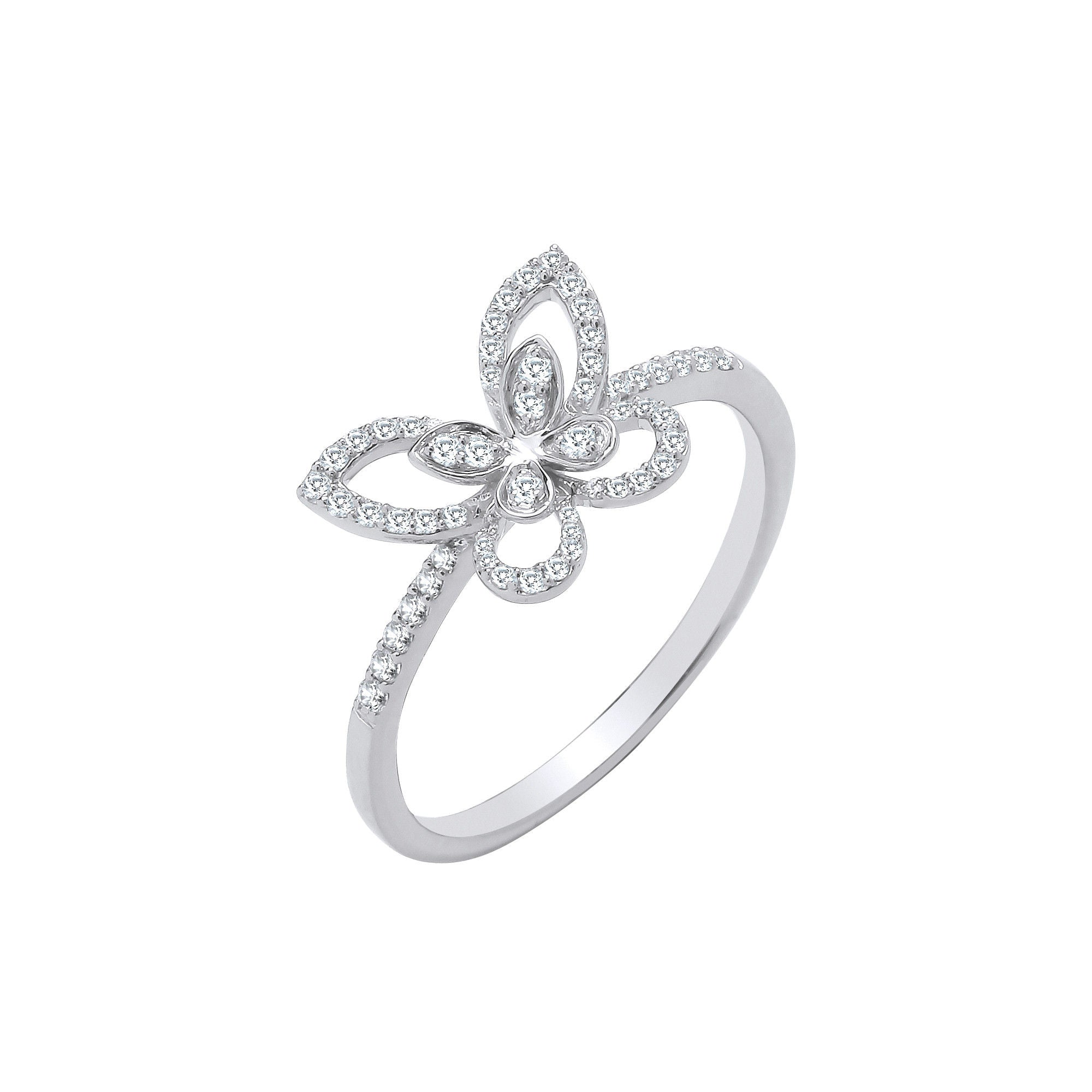 9ct 9ct White Gold Butterfly 0.19ctw Diamond Ring