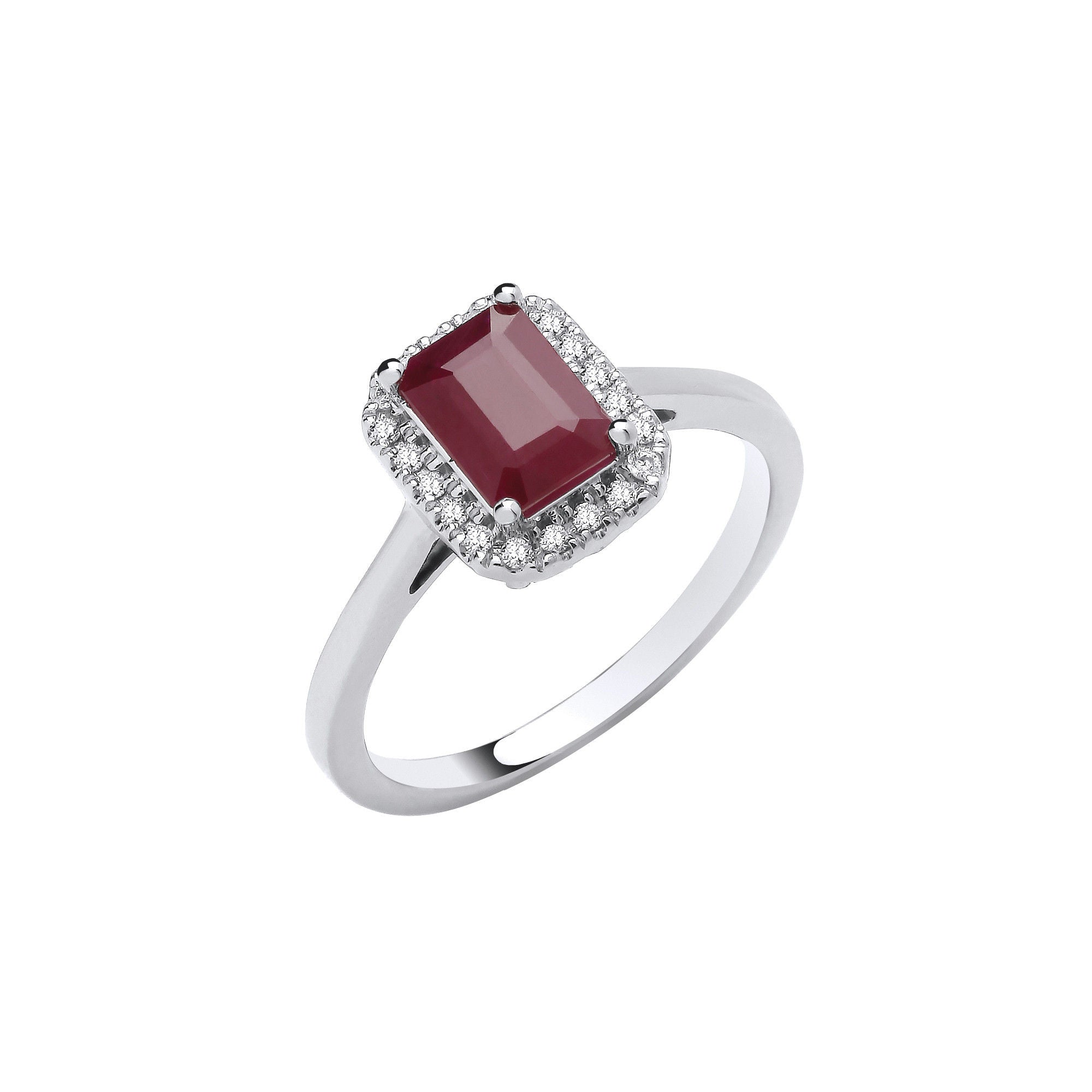 18ct White gold 1.30ct Ruby and 0.12ct Diamond Ring