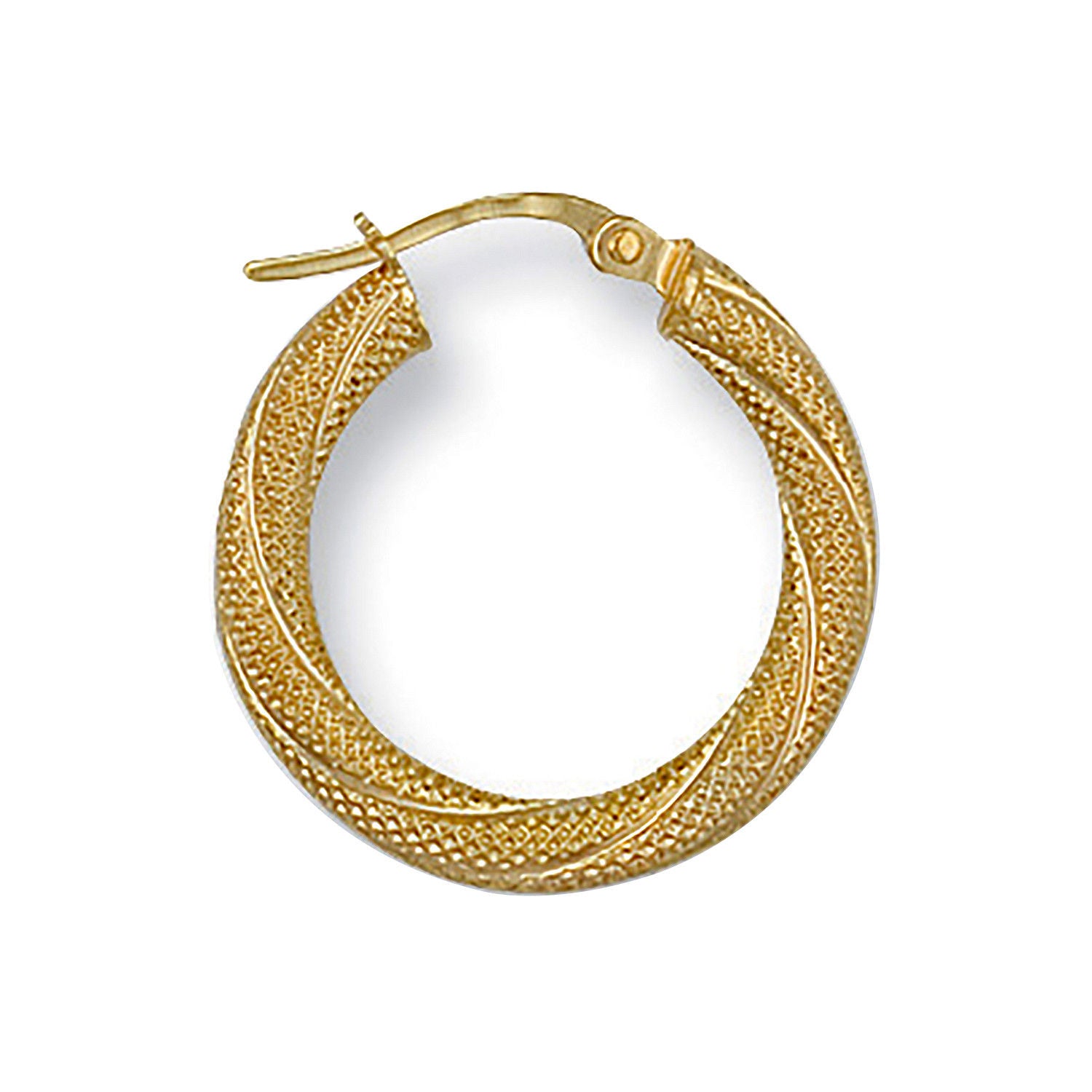 Y/G 21mm Frosted Twisted Hoop Earrings