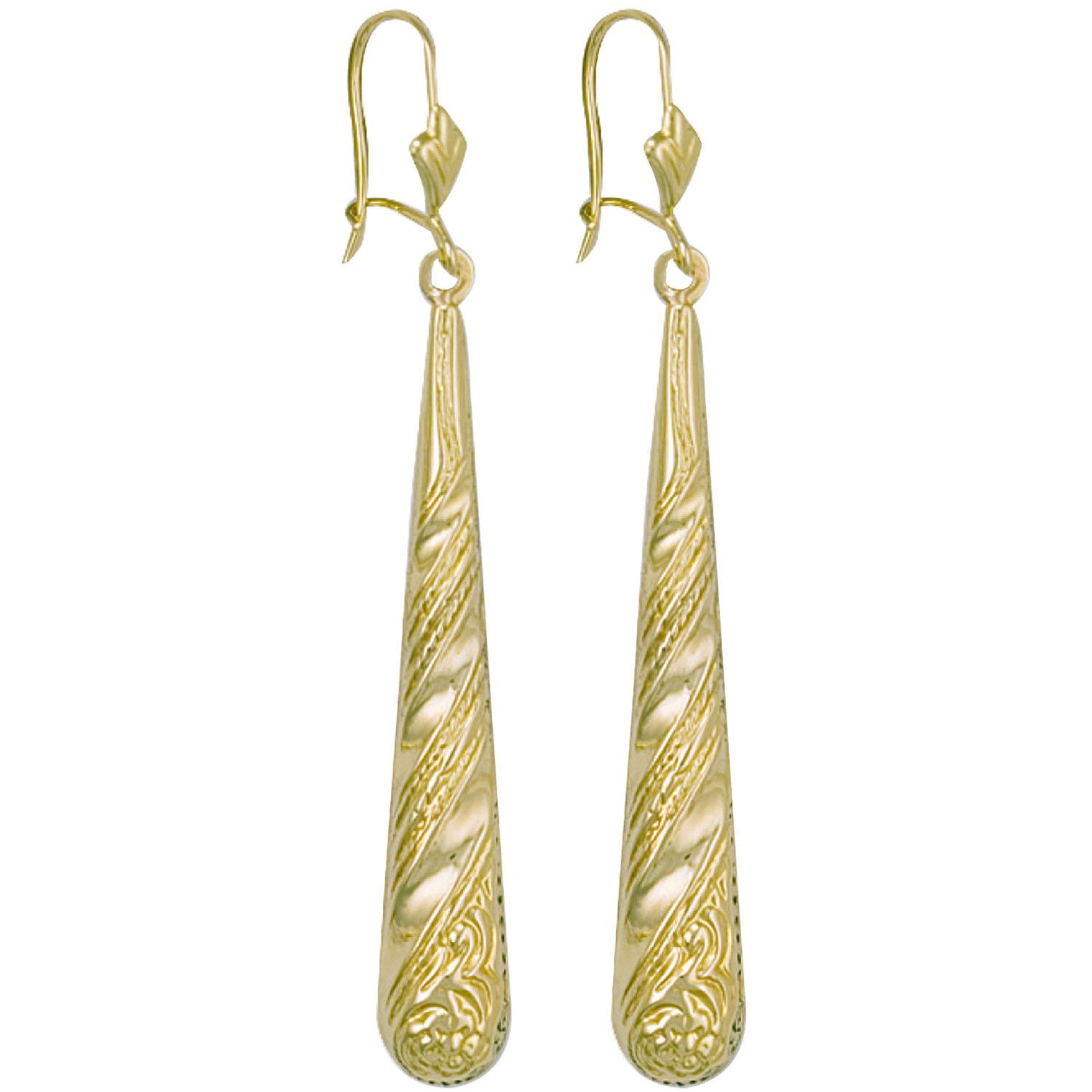 9ct Yellow Gold Patterned Drops