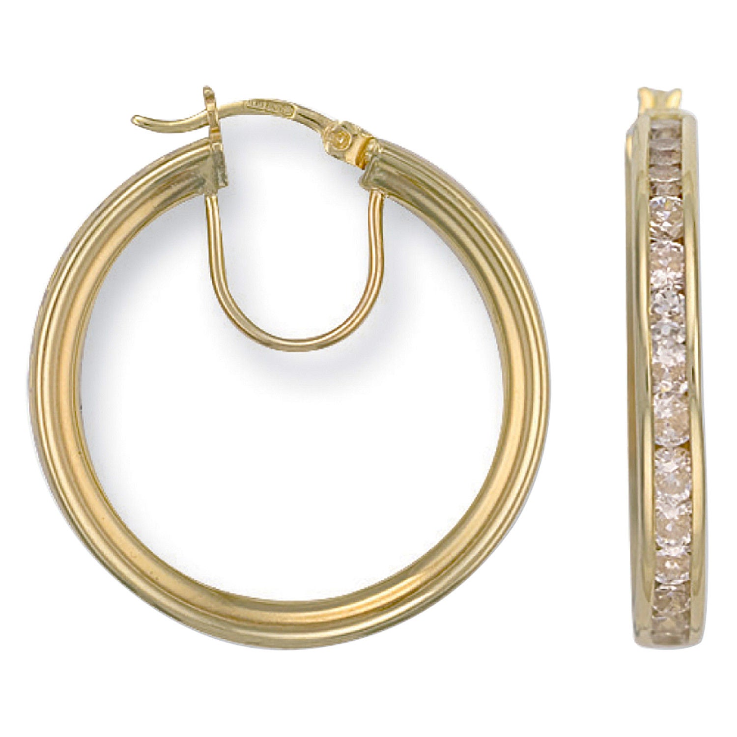 G 29mm Cz Hoop Earrings