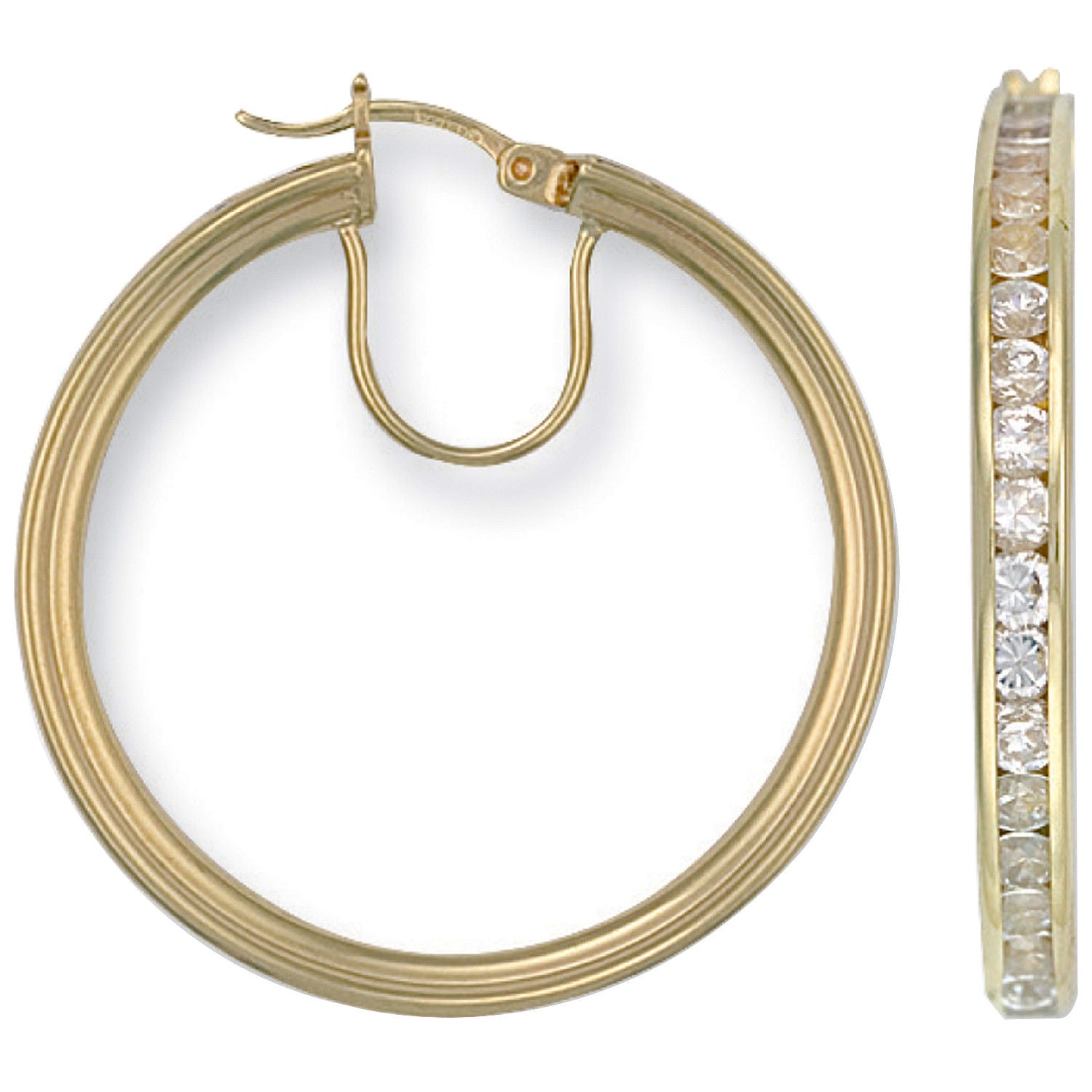 G 35mm Cz Hoop Earrings