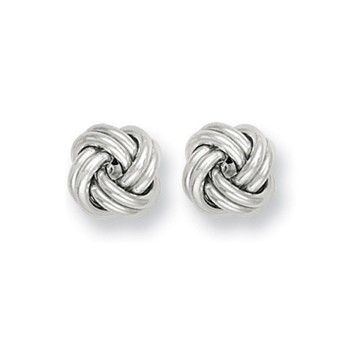 9ct White Gold 10mm Knot Stud Earrings