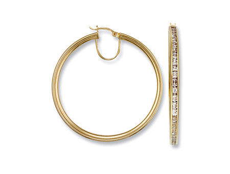 9ct Yellow Gold Cubic Zirconia Hoop Earrings