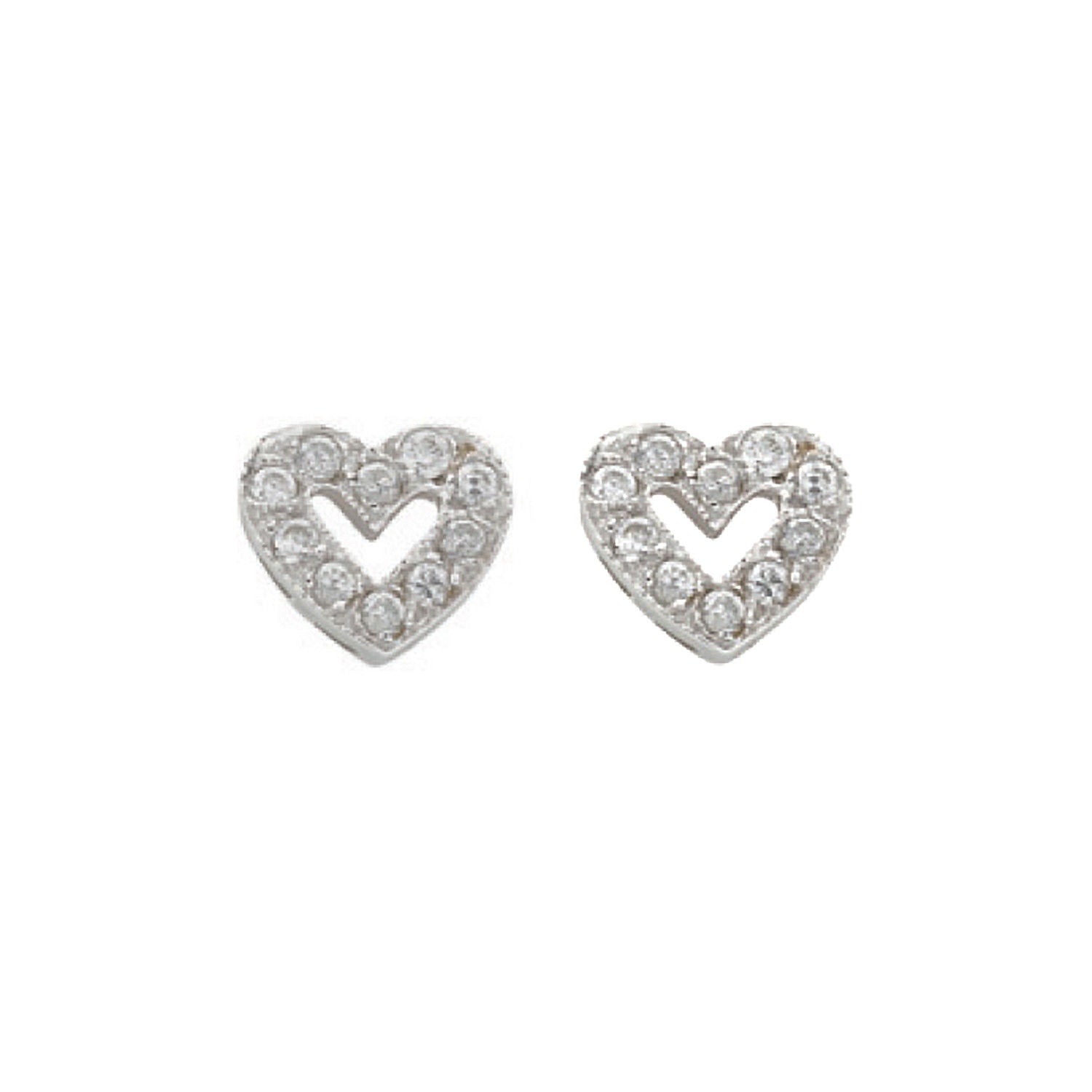 G Cz Heart Stud Earrings