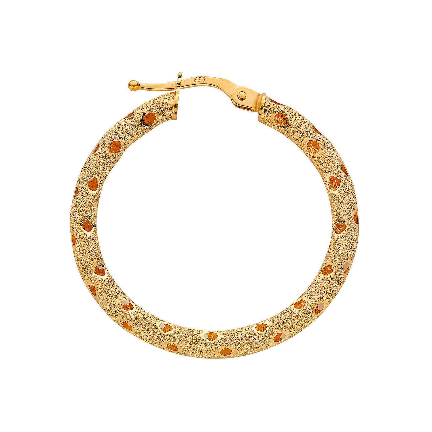 9ct Yellow Gold 31mm Frosted Hoop Earrings