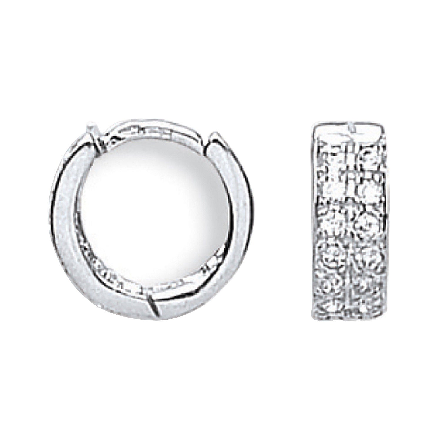 9ct White Gold 12mm Cubic Zirconia Huggies