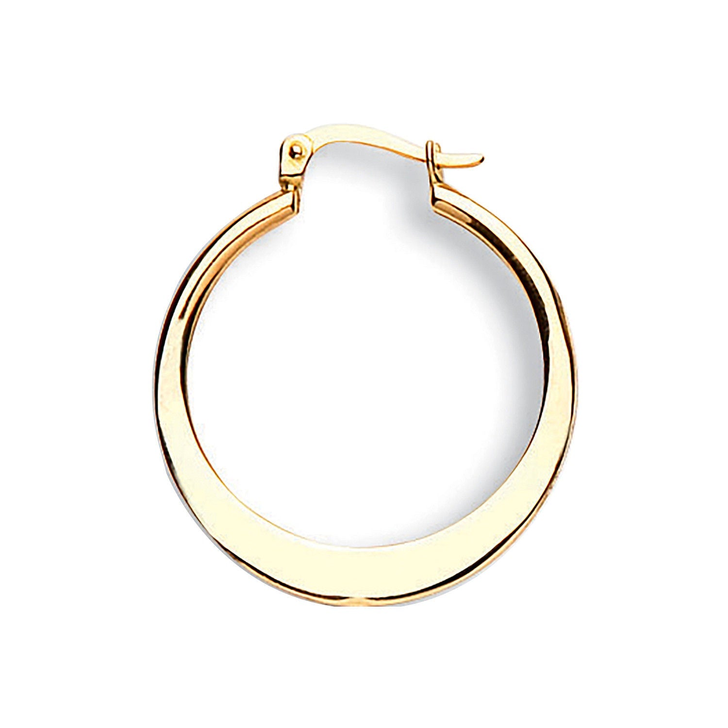 9ct Yellow Gold Flat Round 26mm Hoop Earrings