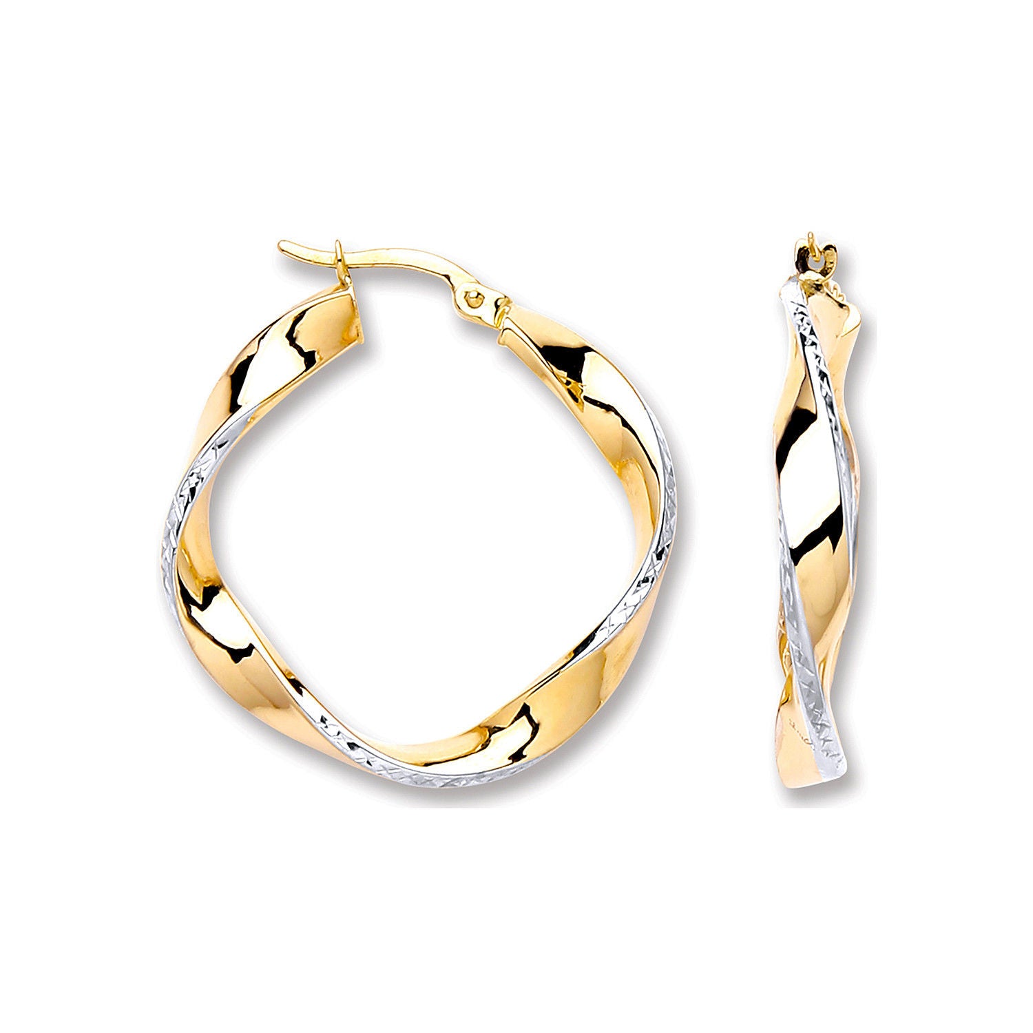 W & Y/G 28mm Twisted Hoop Earrings