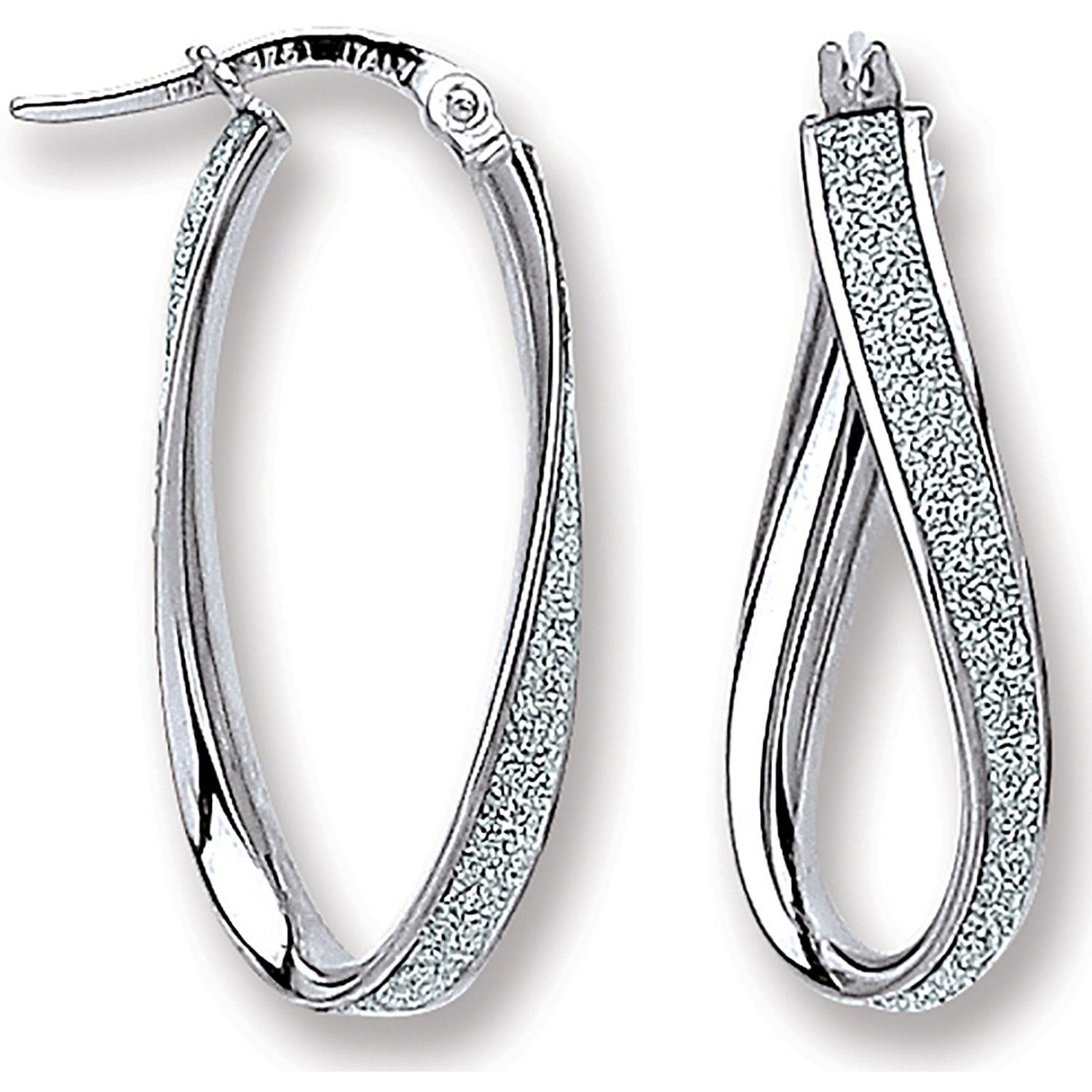 G Glitter Oval Twist Hoop Earrings