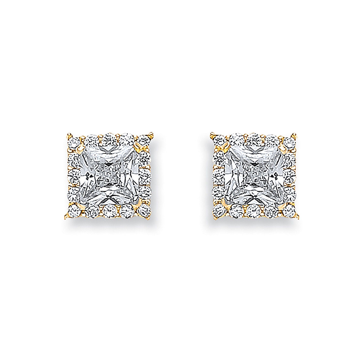 Y/G Princess Cut Cz Centre Stud