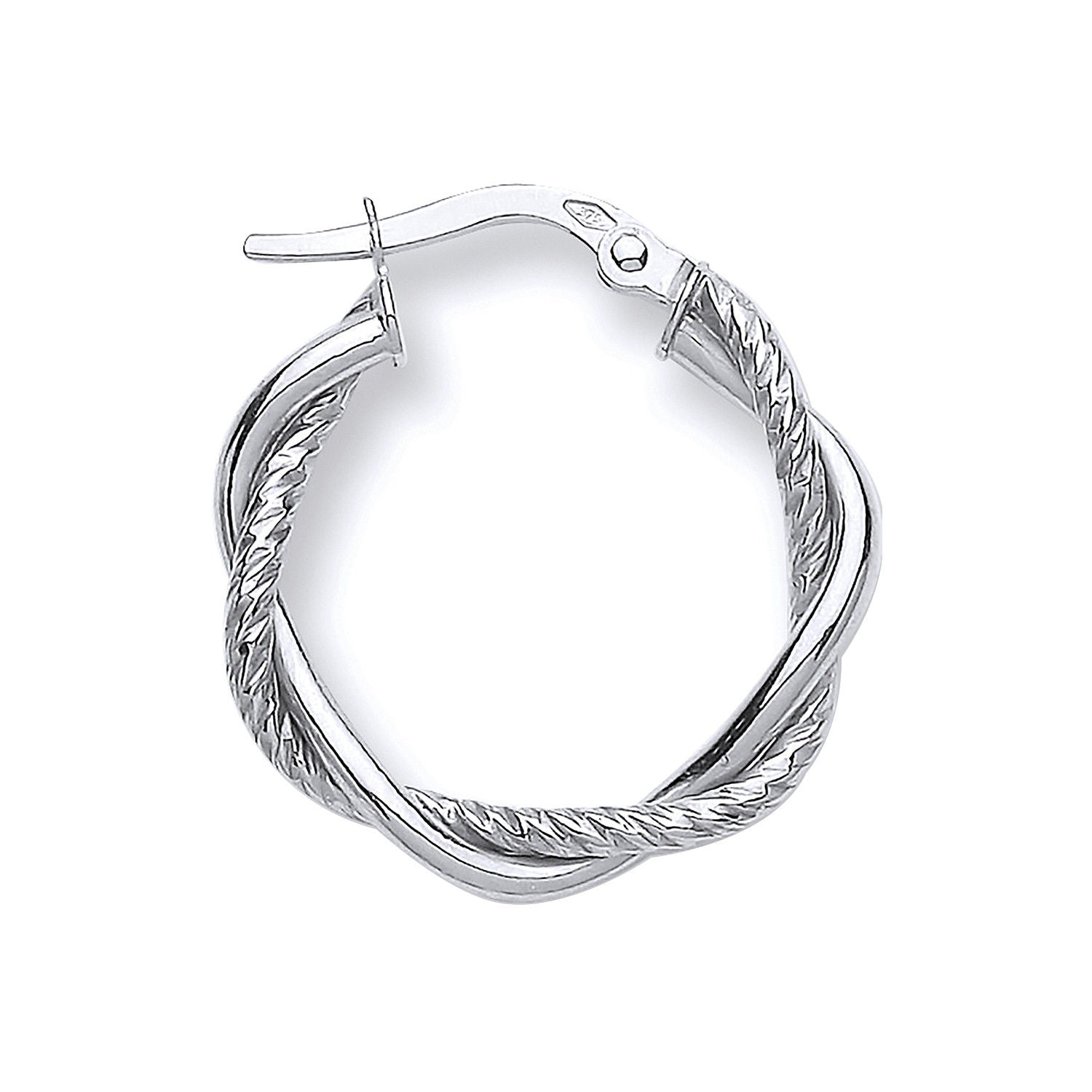 9ct White Gold 20mm Twist Hoop