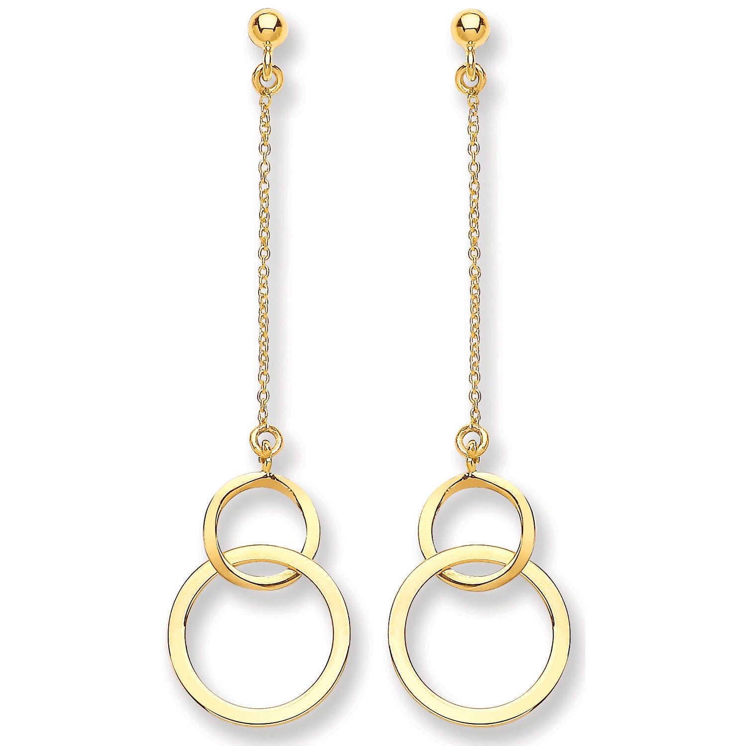 9ct Yellow Gold Circle Drop Earring