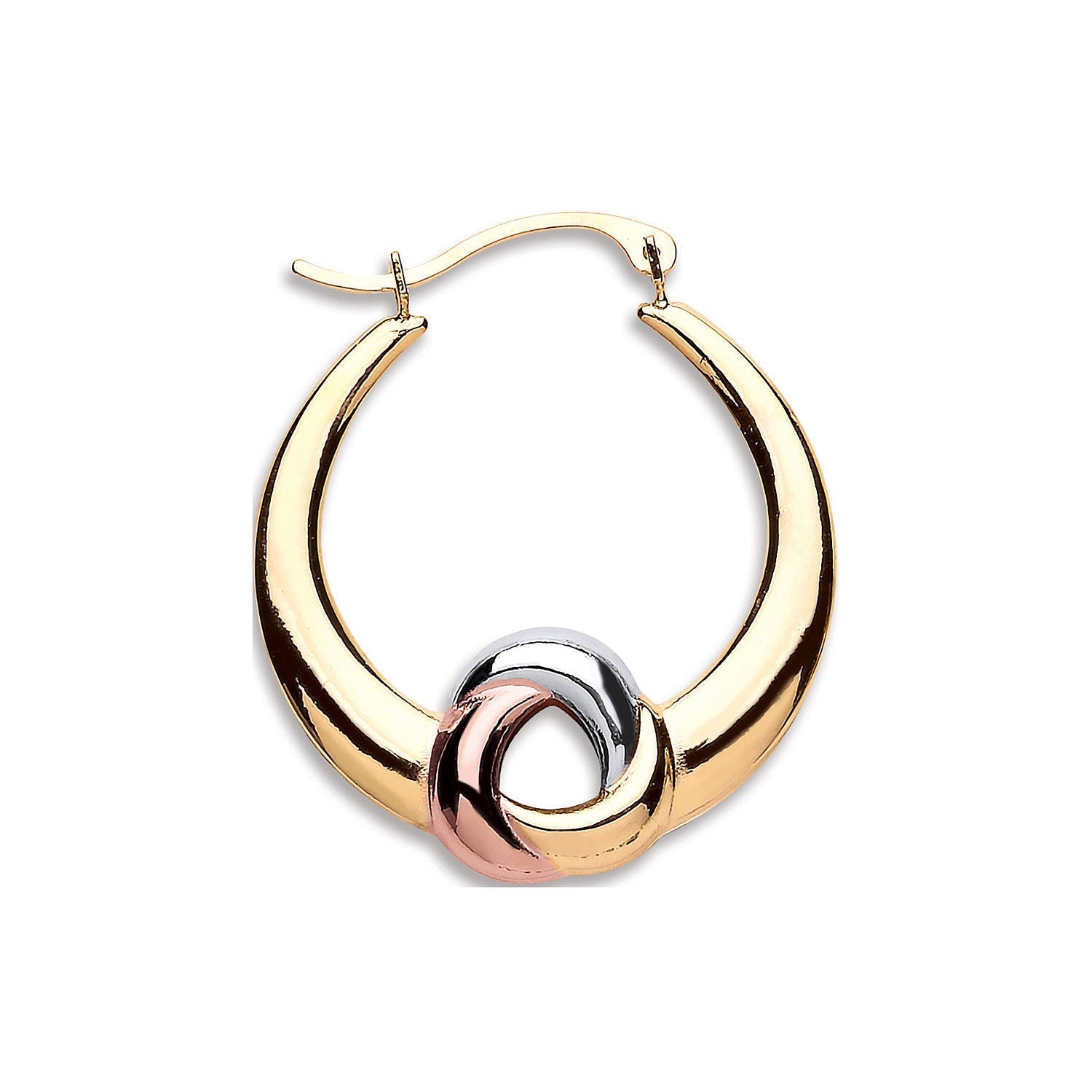 Y W & 9ct Rose Gold Large Hollow Fancy Hoop Earrings