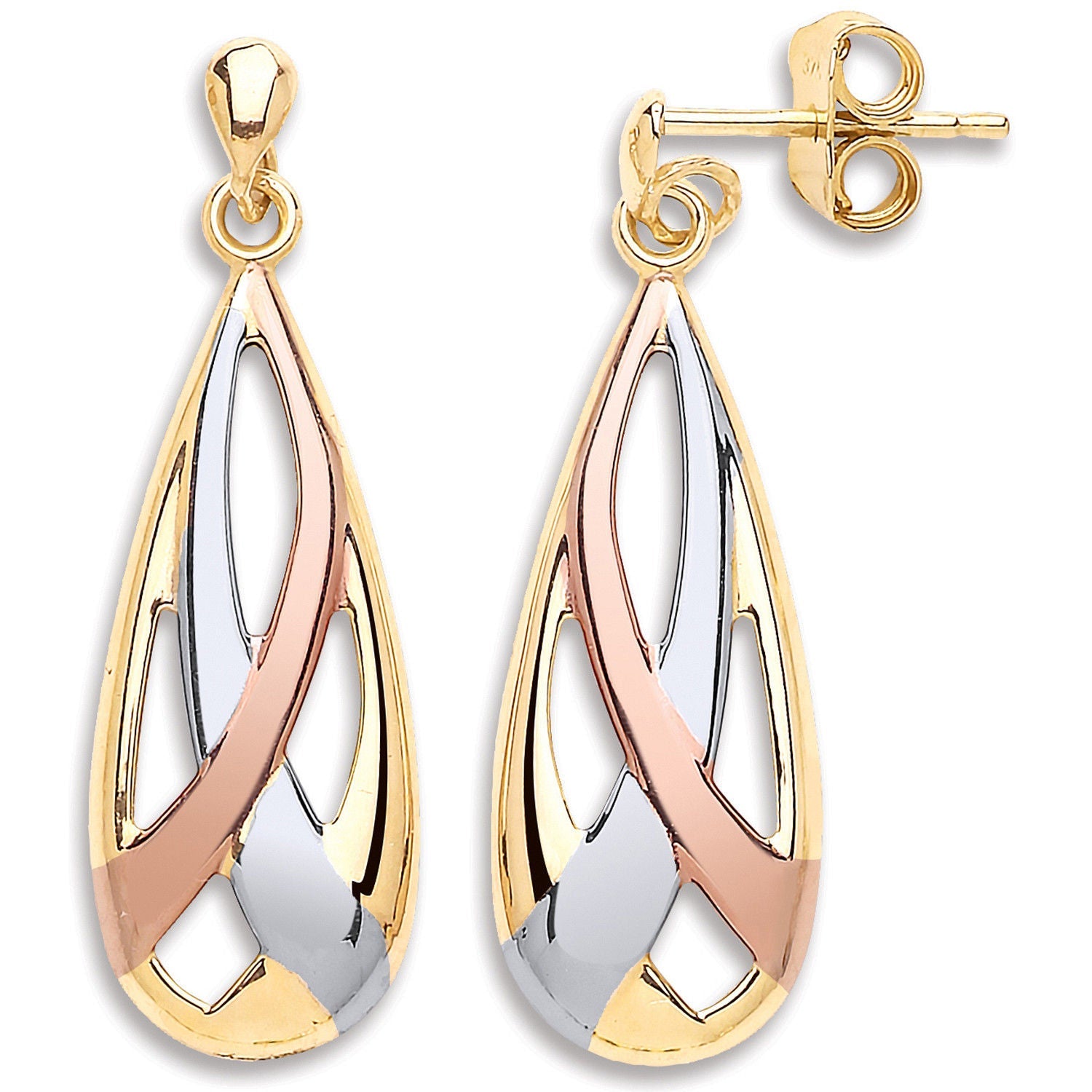 Y W & 9ct Rose Gold Teardrop Earrings