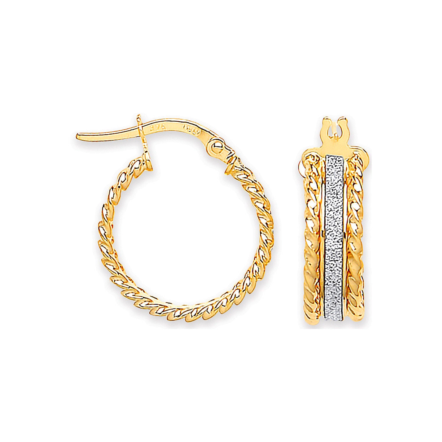 YG 17mm Glitter Ribbed Edge Earrings