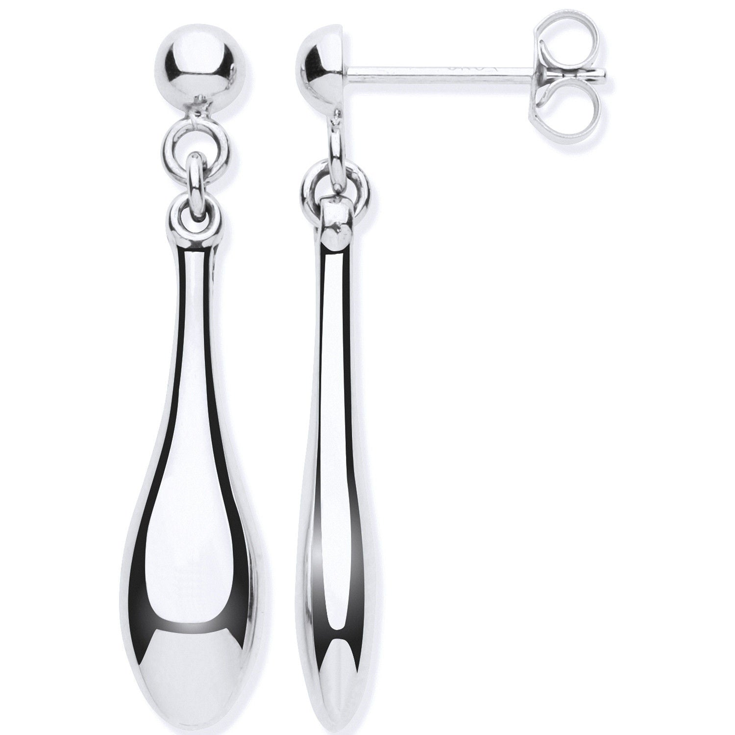 9ct White Gold Hollow Drop Earrings