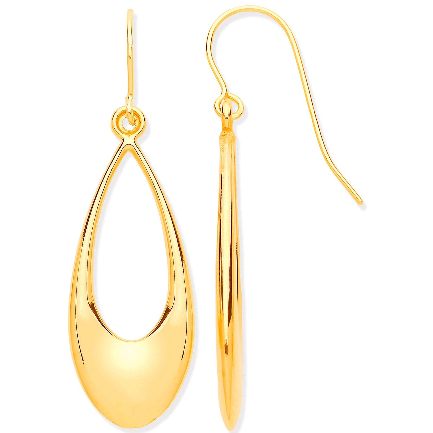 9ct Yellow Gold Hollow Open Drop Earrings