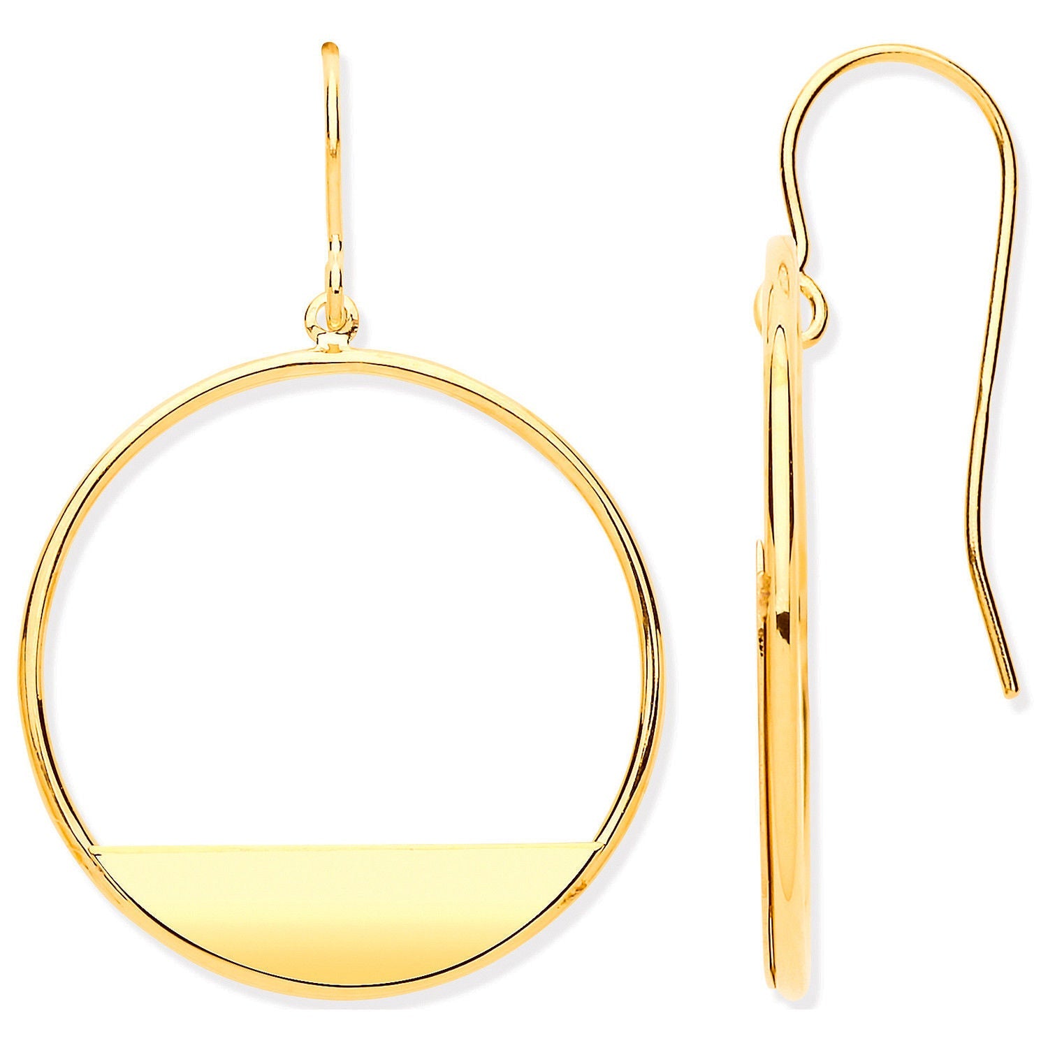 9ct Yellow Gold Circles Open Drop Earrings