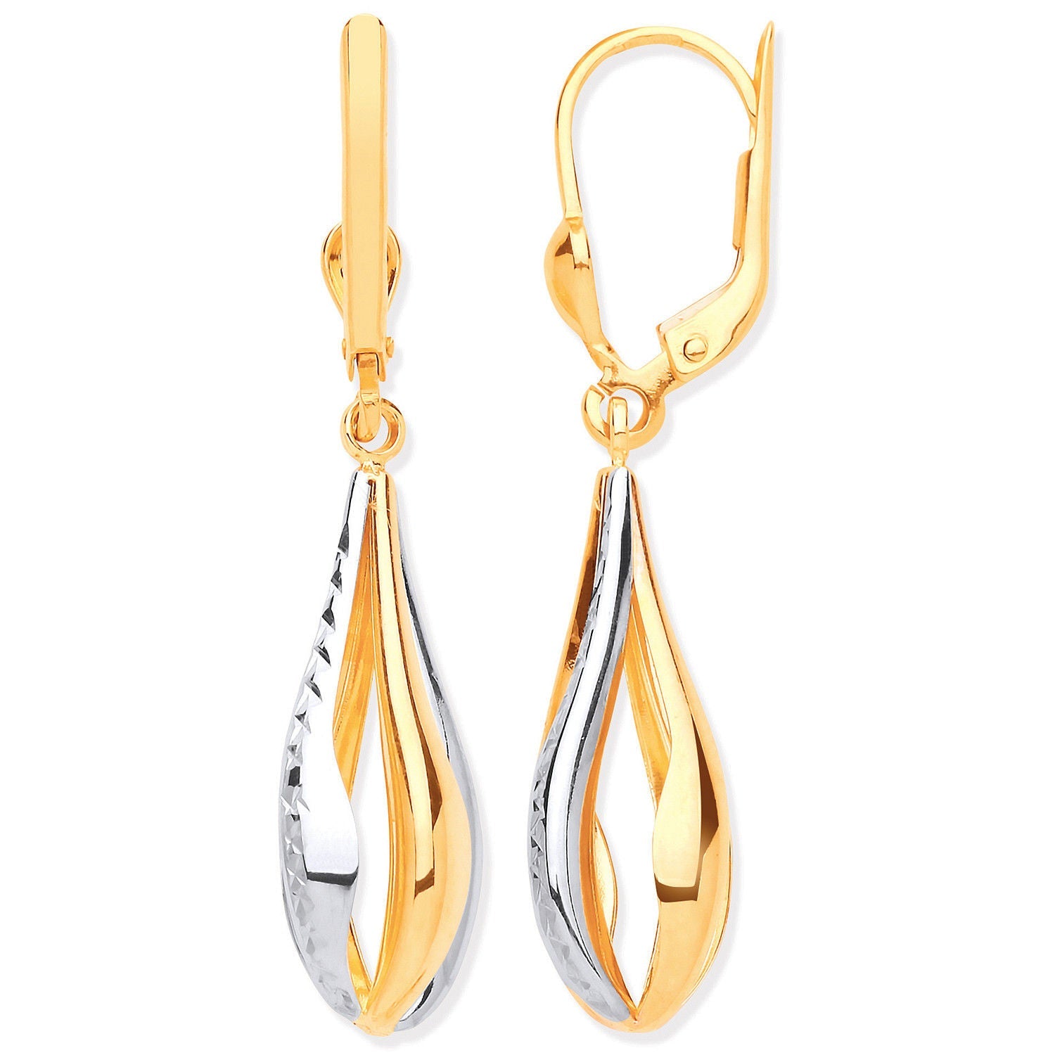 Y & 9ct White Gold Teardrop Style Earrings