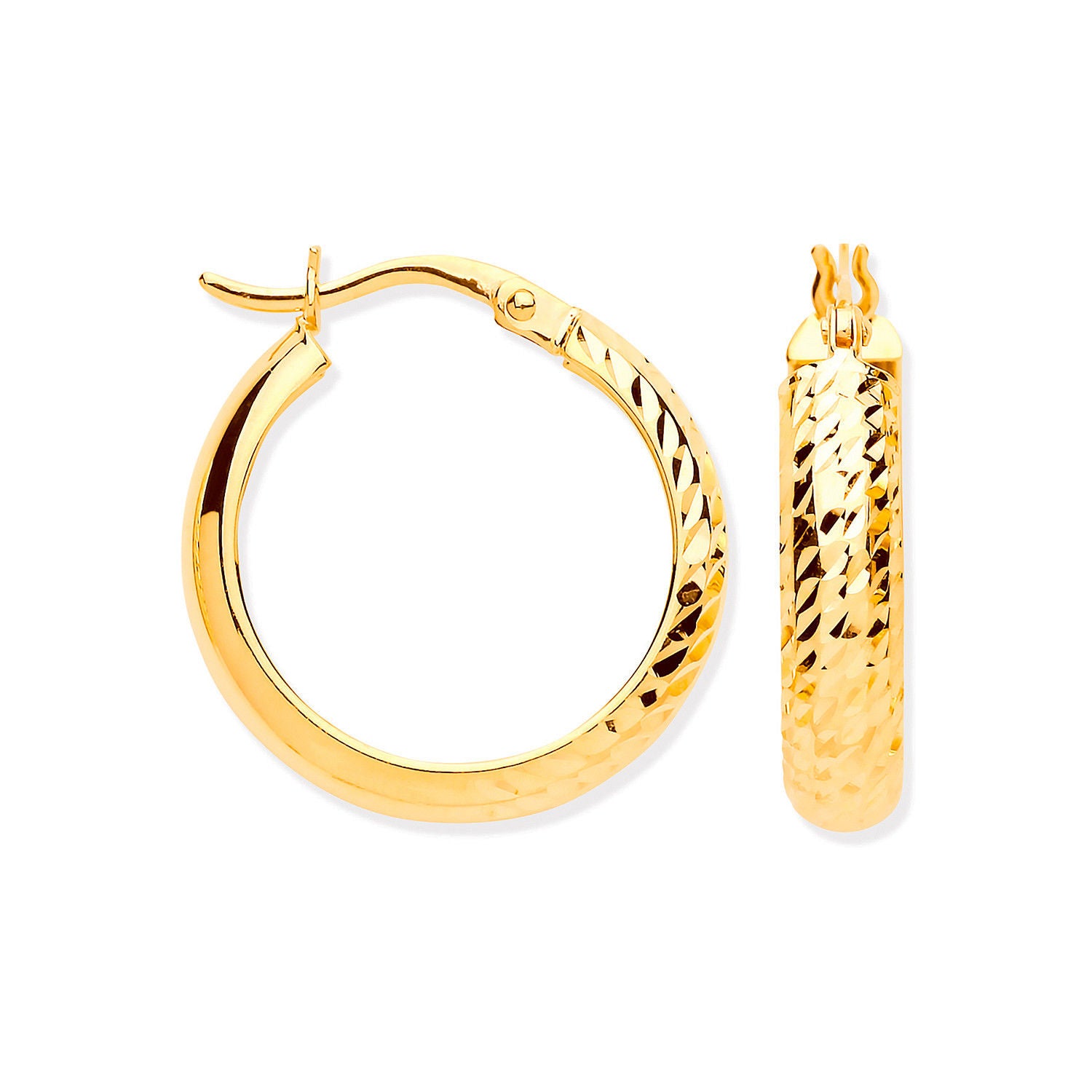 G 19mm Half DC Half Plain Hoop Earrings