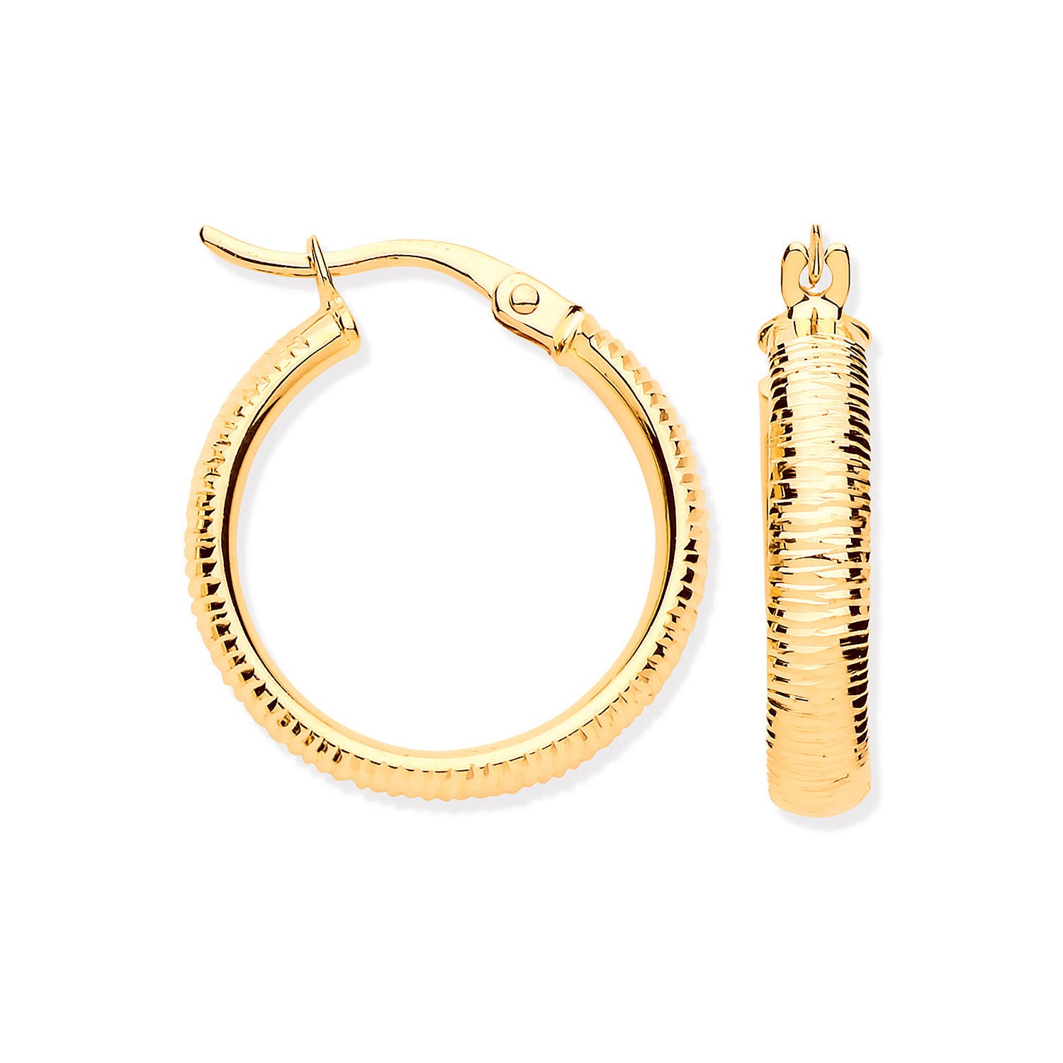 G 18mm Ribbed Hoop Earrings