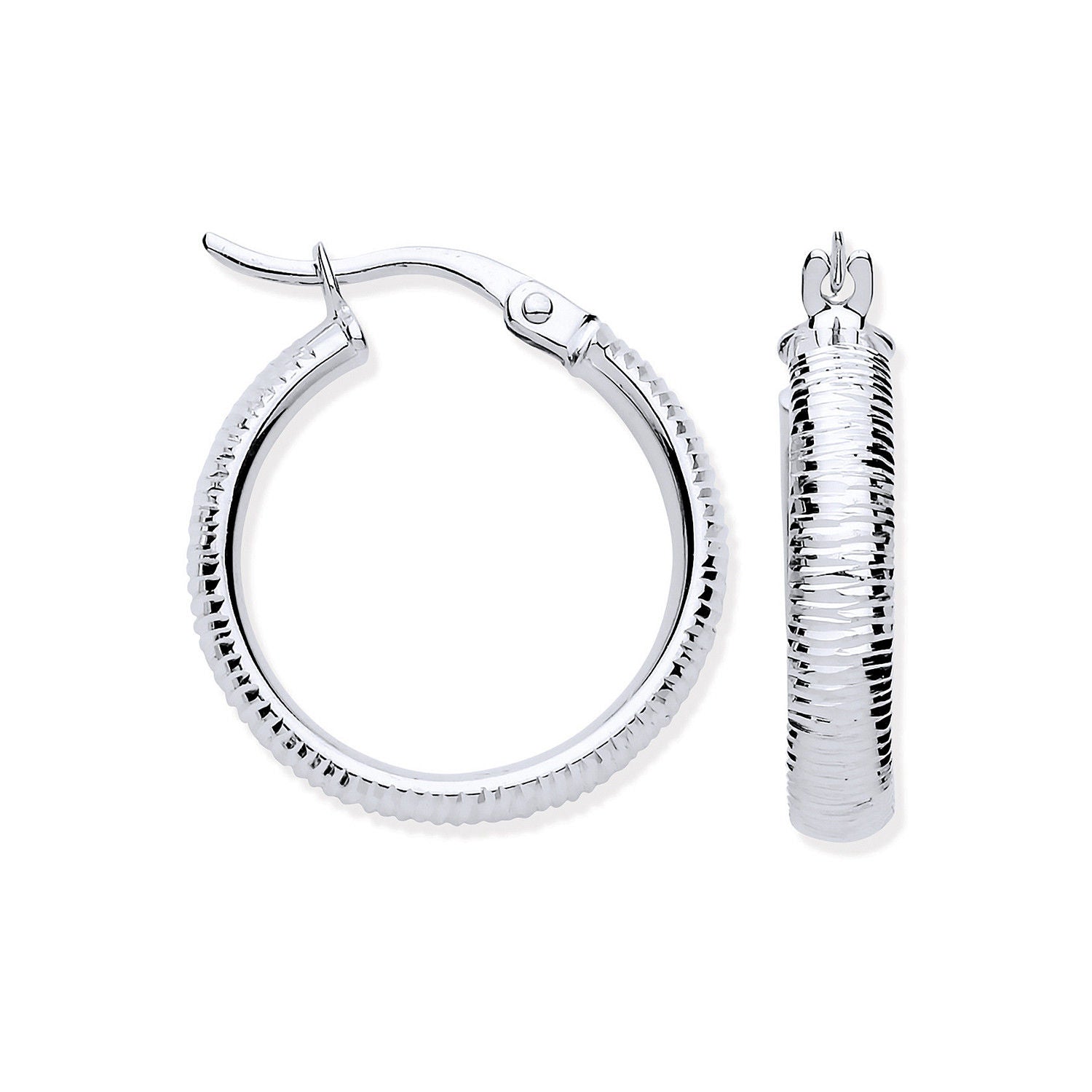 G 18mm Ribbed Hoop Earrings