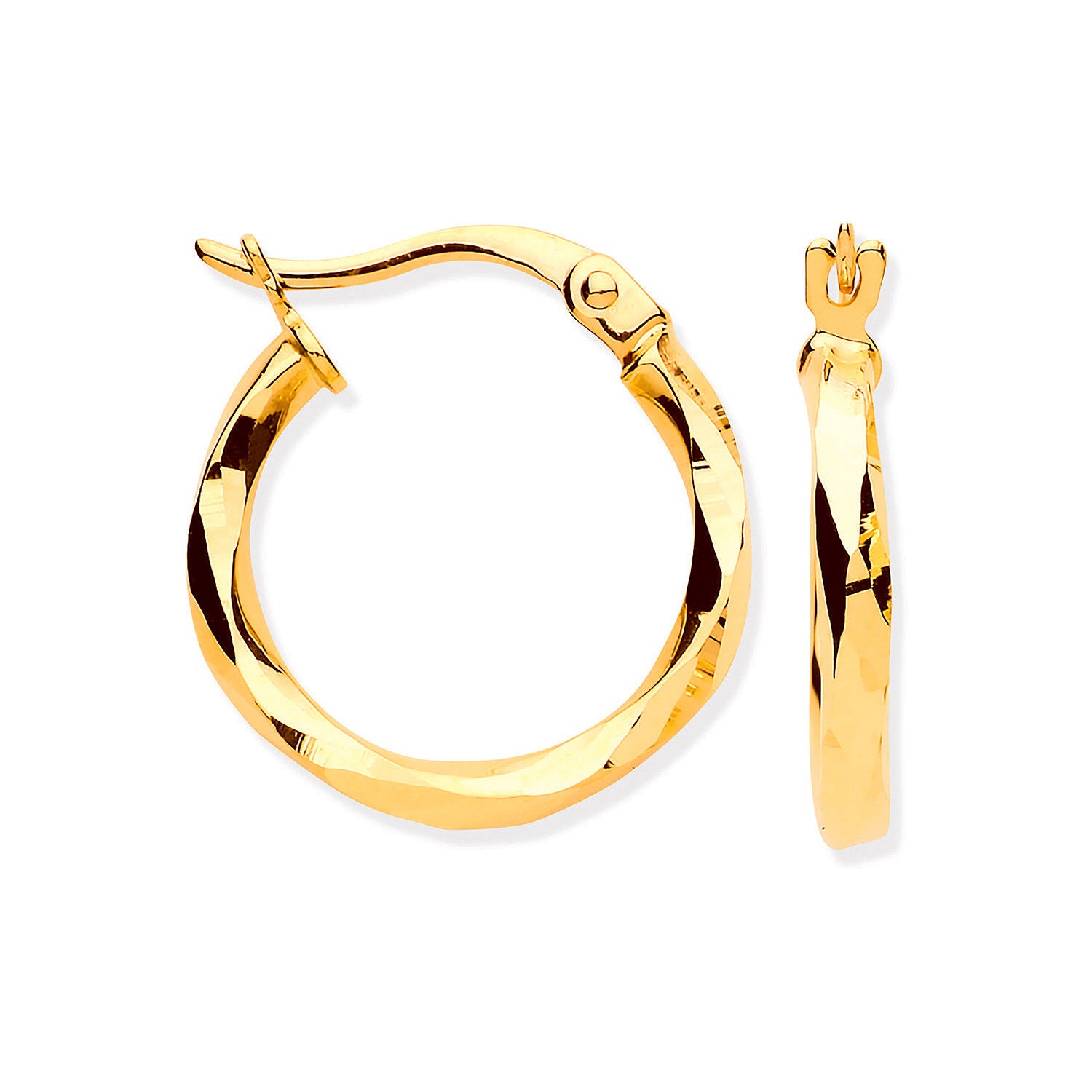 Y/G 16mm Faceted Hoop Earrings