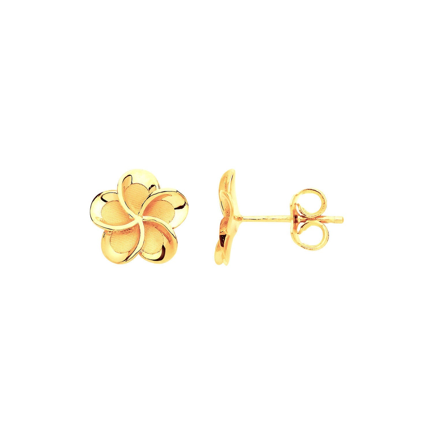 9ct Yellow Gold 10mm Flower, Frosty Finish Stud Earrings