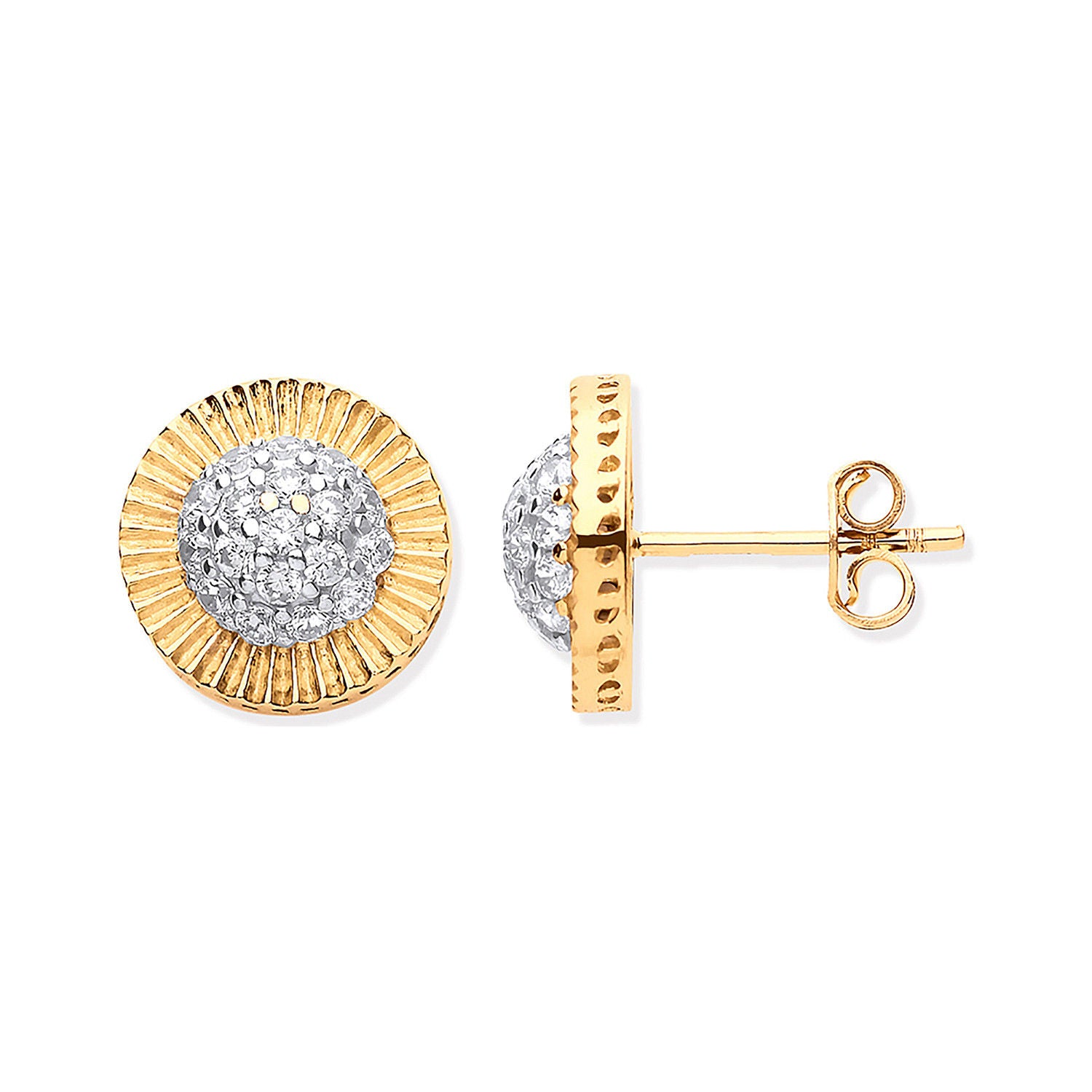 G 12mm Round Cz Stud Earrings