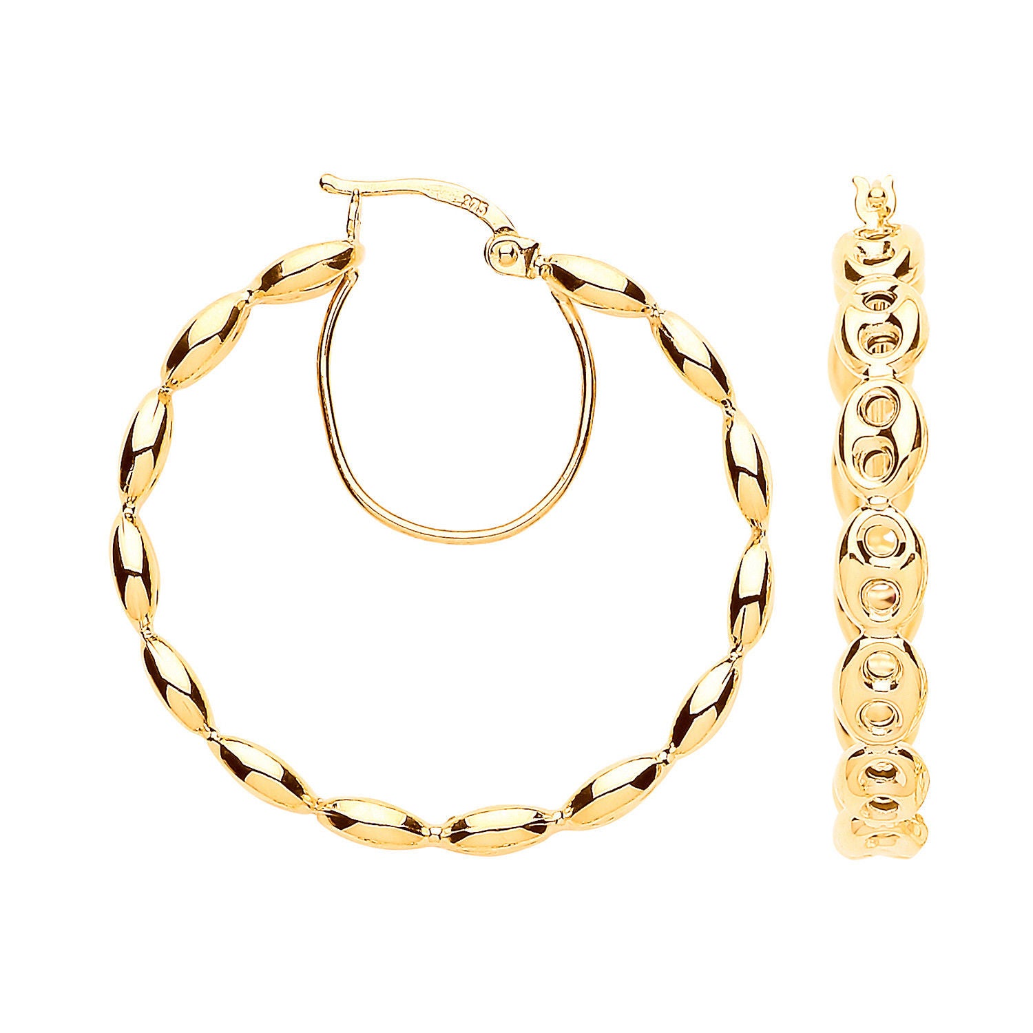 G Coffee Bean 30mm Hoop Earrings