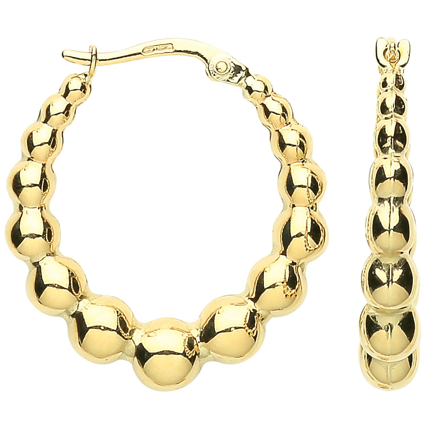 9ct Yellow Gold Beaded Creoles