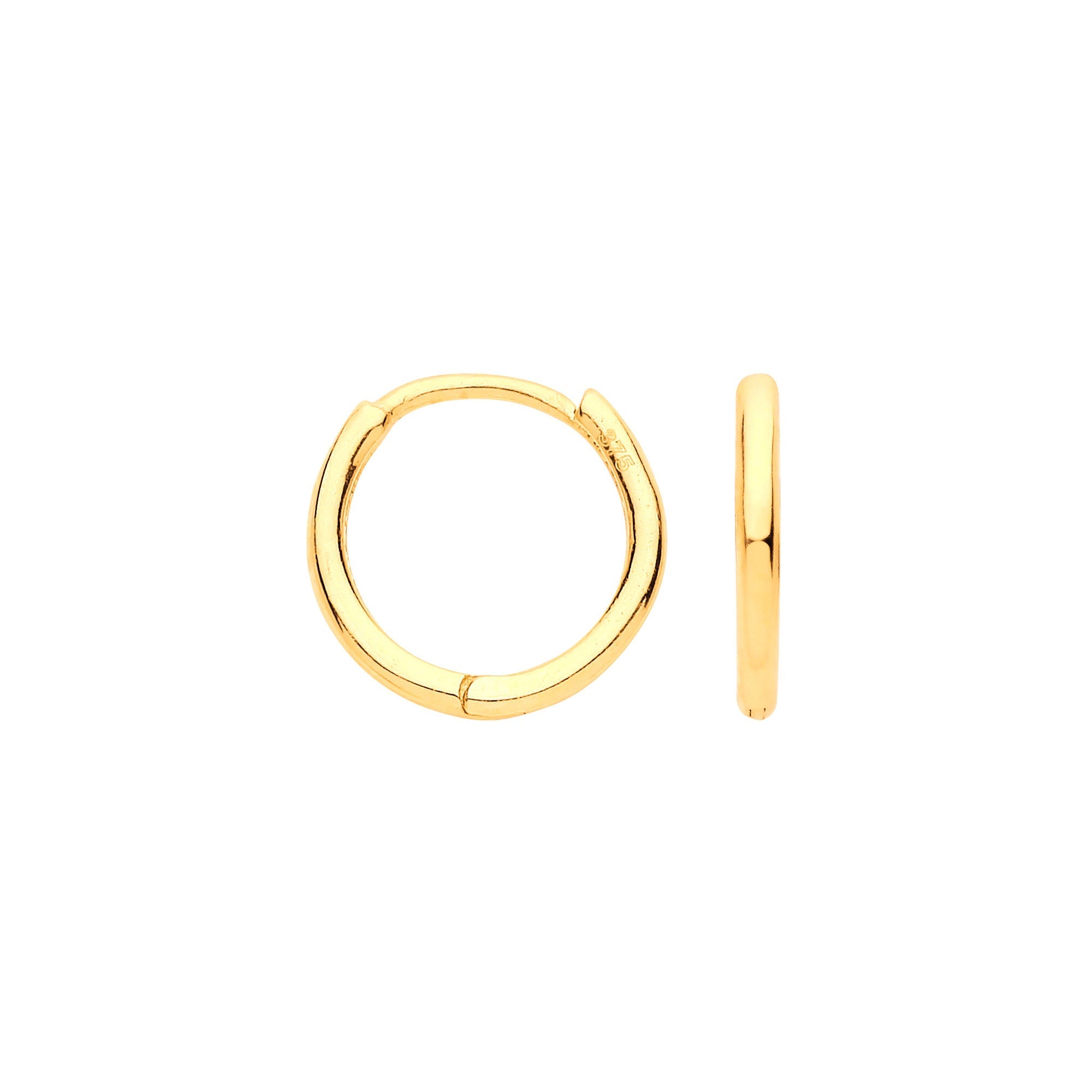 9ct Yellow Gold 10mm Plain Hinged Sleepers