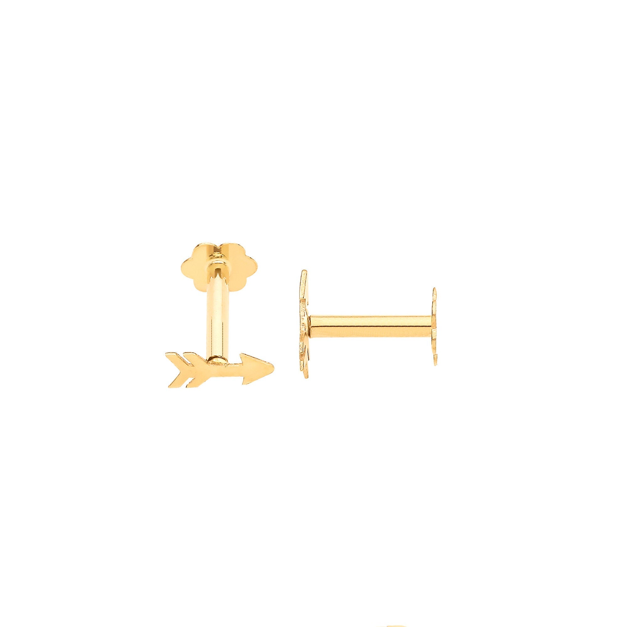 9ct Yellow Gold Arrow Screw Ear Cartilage Stud