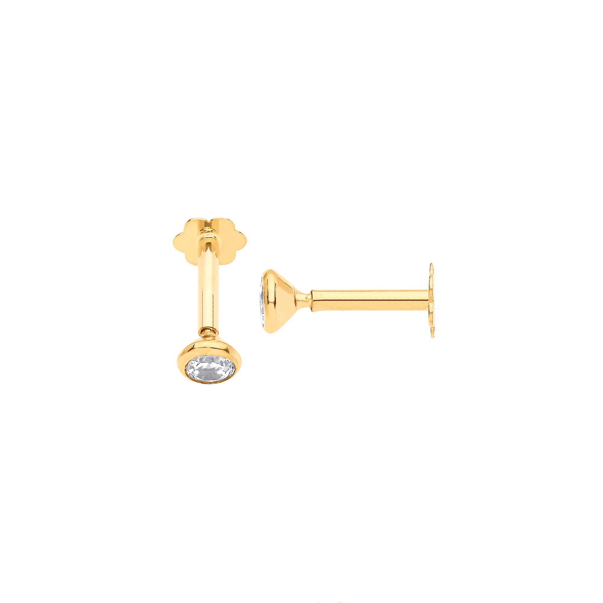 Y/G Rd Brilliant CZ Ear Cartilage Stud