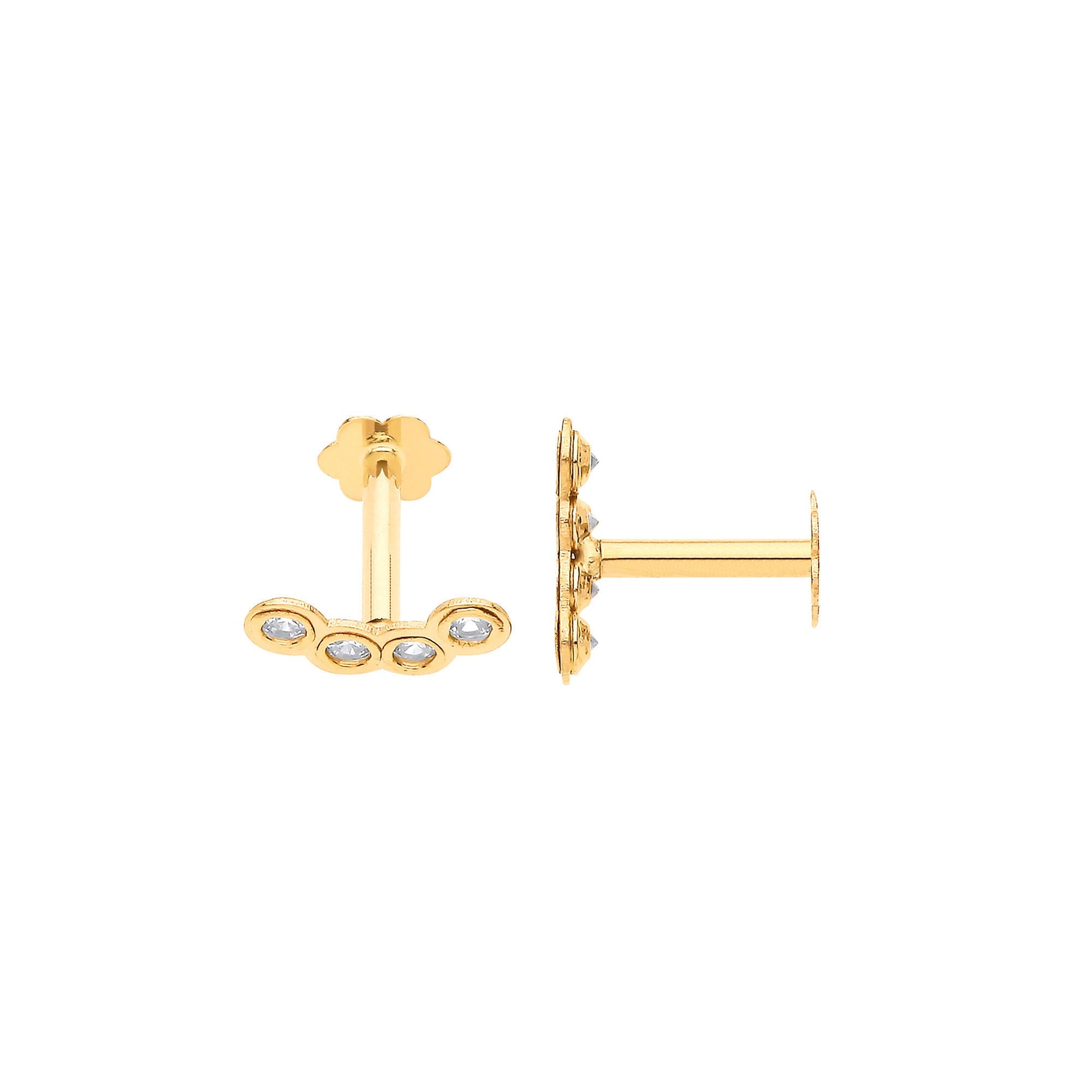 9ct 9ct Yellow Gold CZs Ear Cartilage Stud