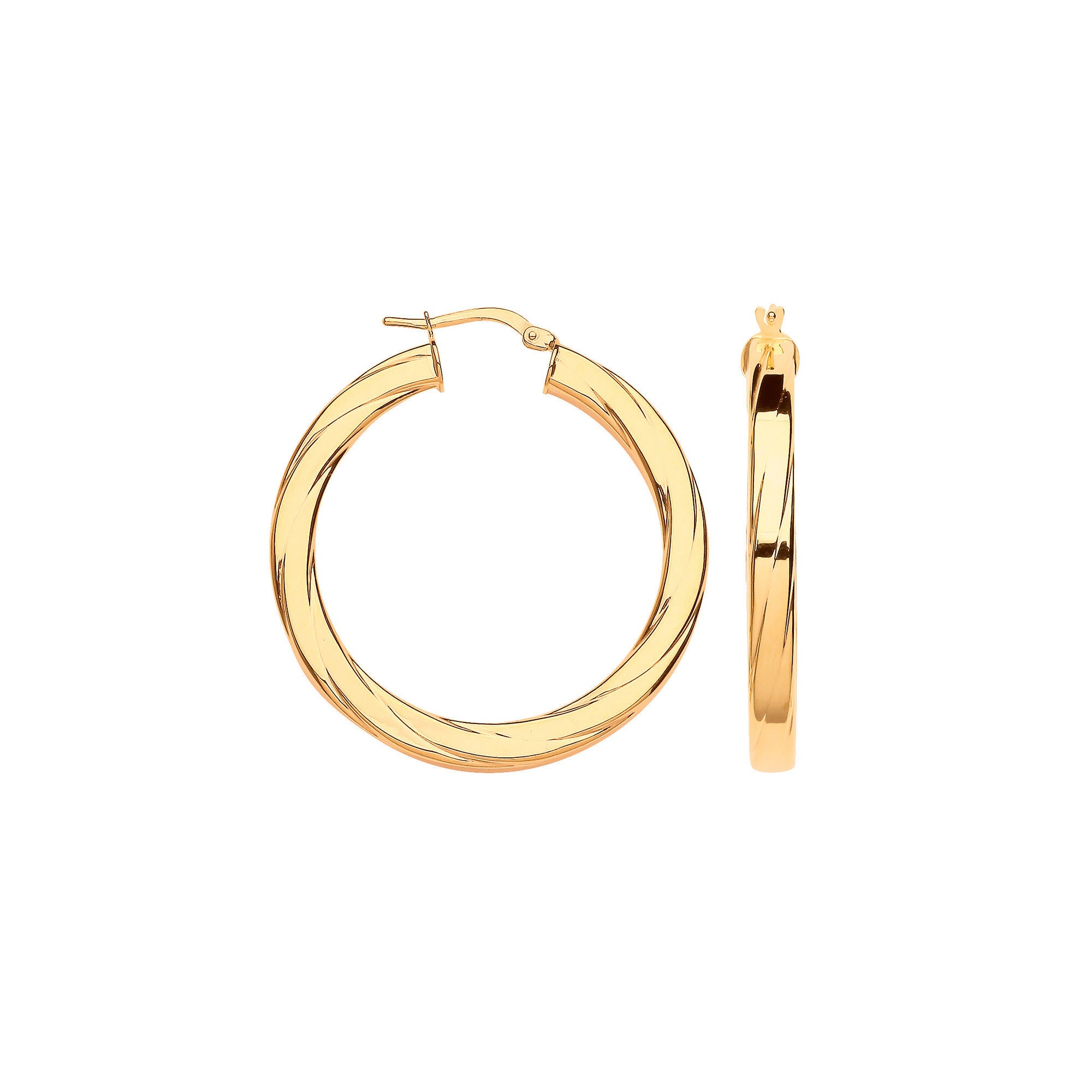 Y/G 38mm Square Tube Ribbed Hoop Earrings