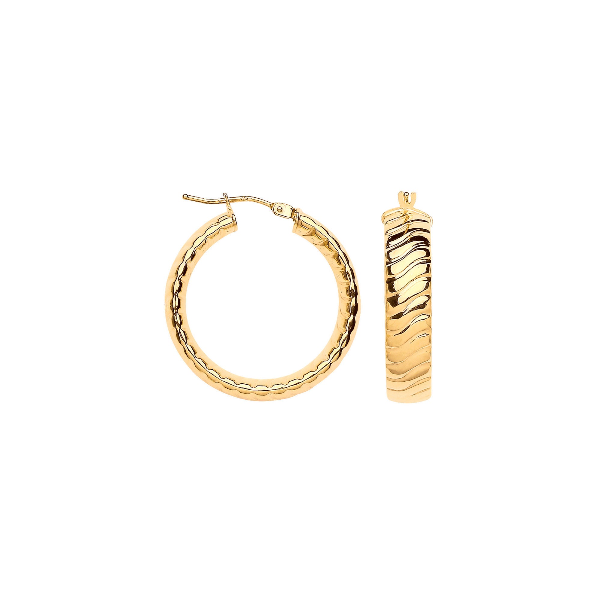 G 25mm Wavy Ribbed Hoop Earrings