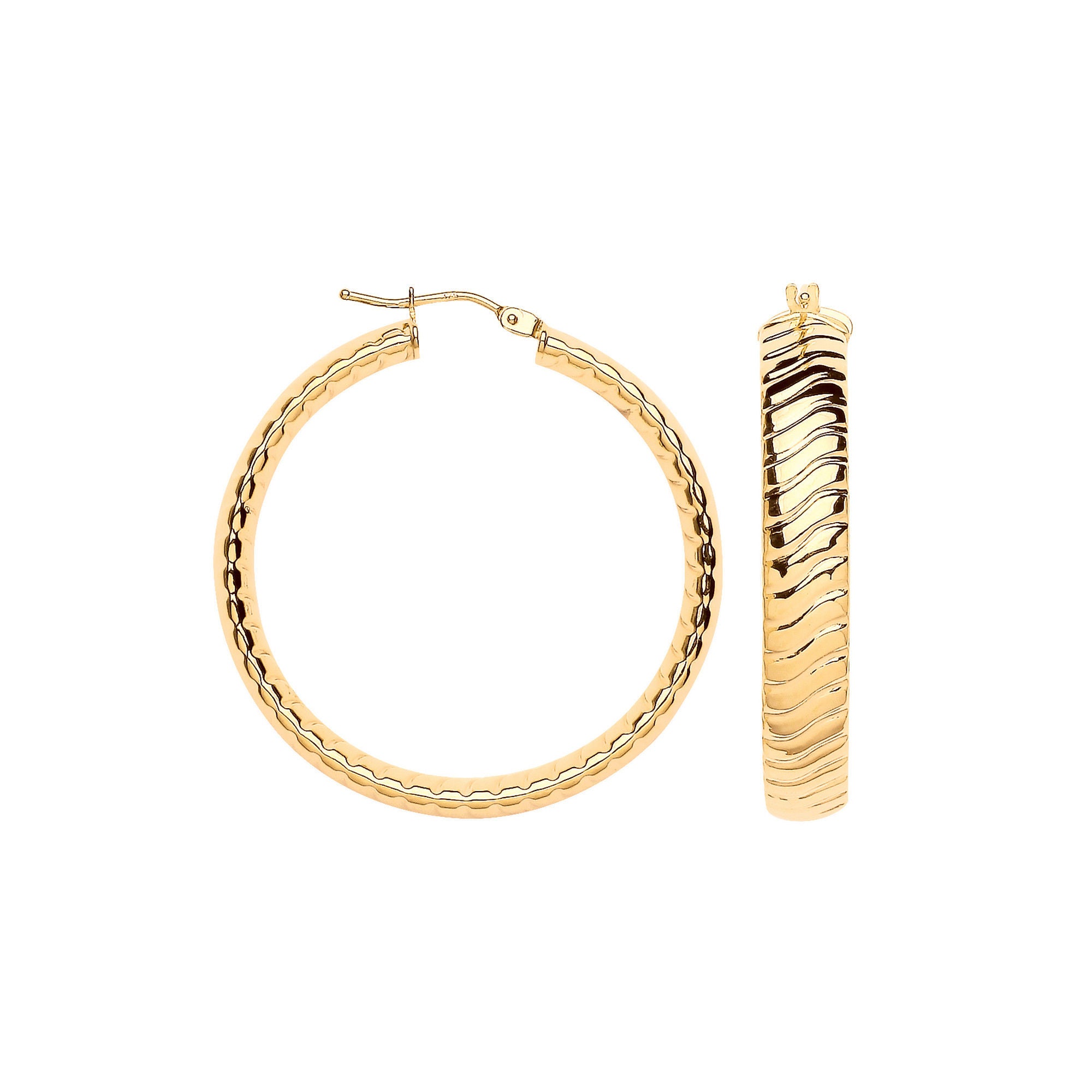 Y/G 36mm Wavy Ribbed Hoop Earrings