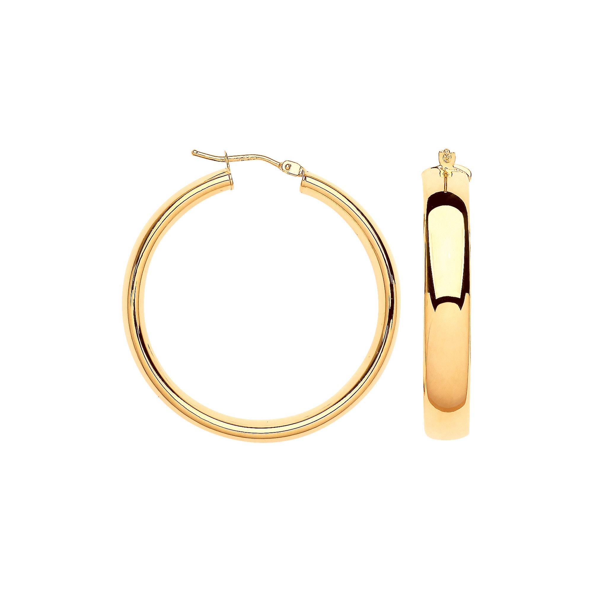 G 35mm Court Shape Tube Hoop Earrings