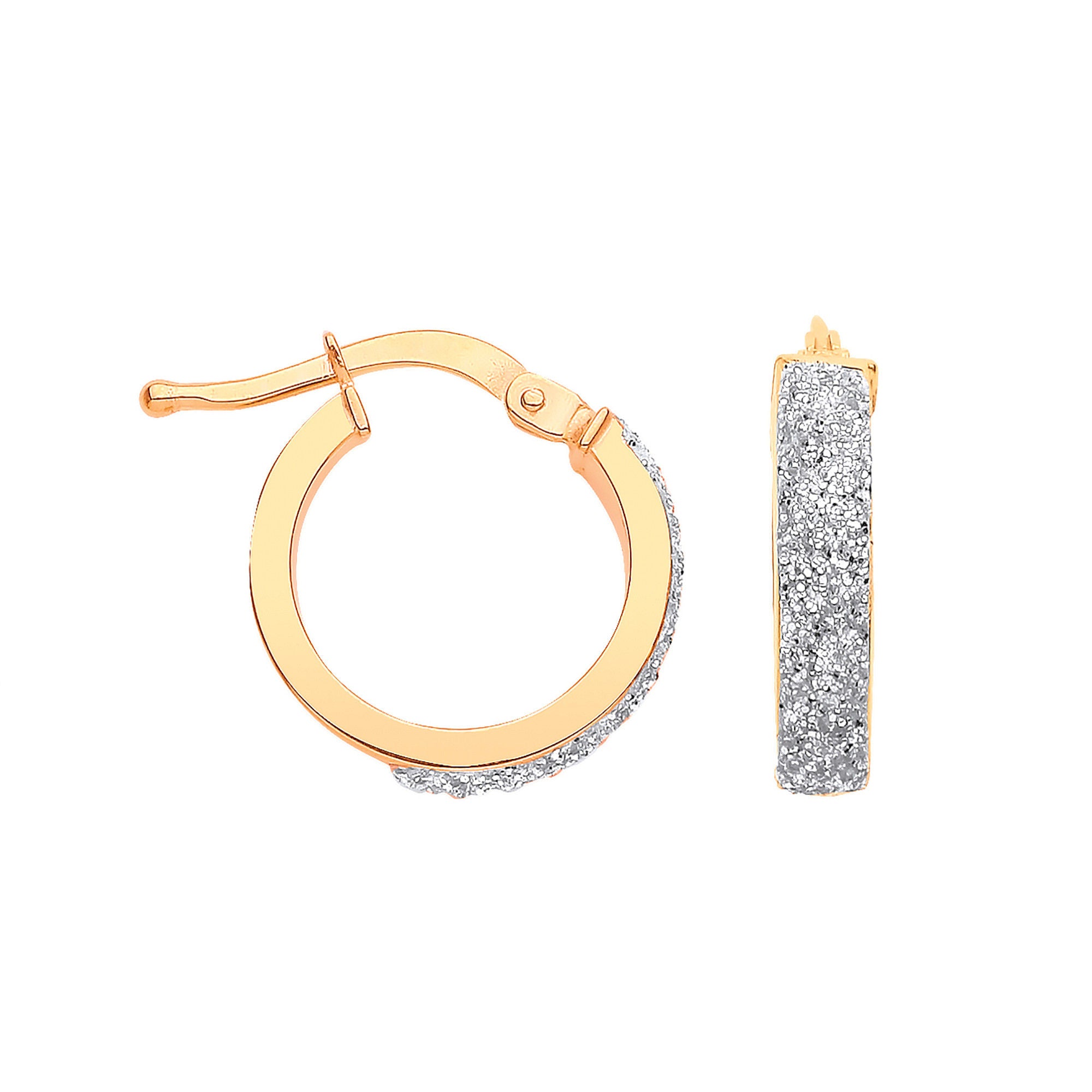 G 14mm Plain & Frosted Hoop Earrings